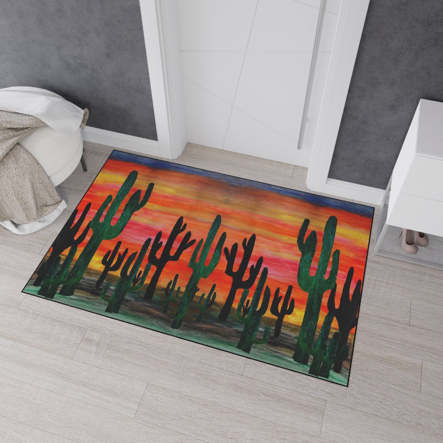 Cactus Sunset Heavy Duty Floor Mat - Rustic Home Decor, Indoor Rug, Kitchen Mat, Outdoor Entryway Mat, Southwest Style