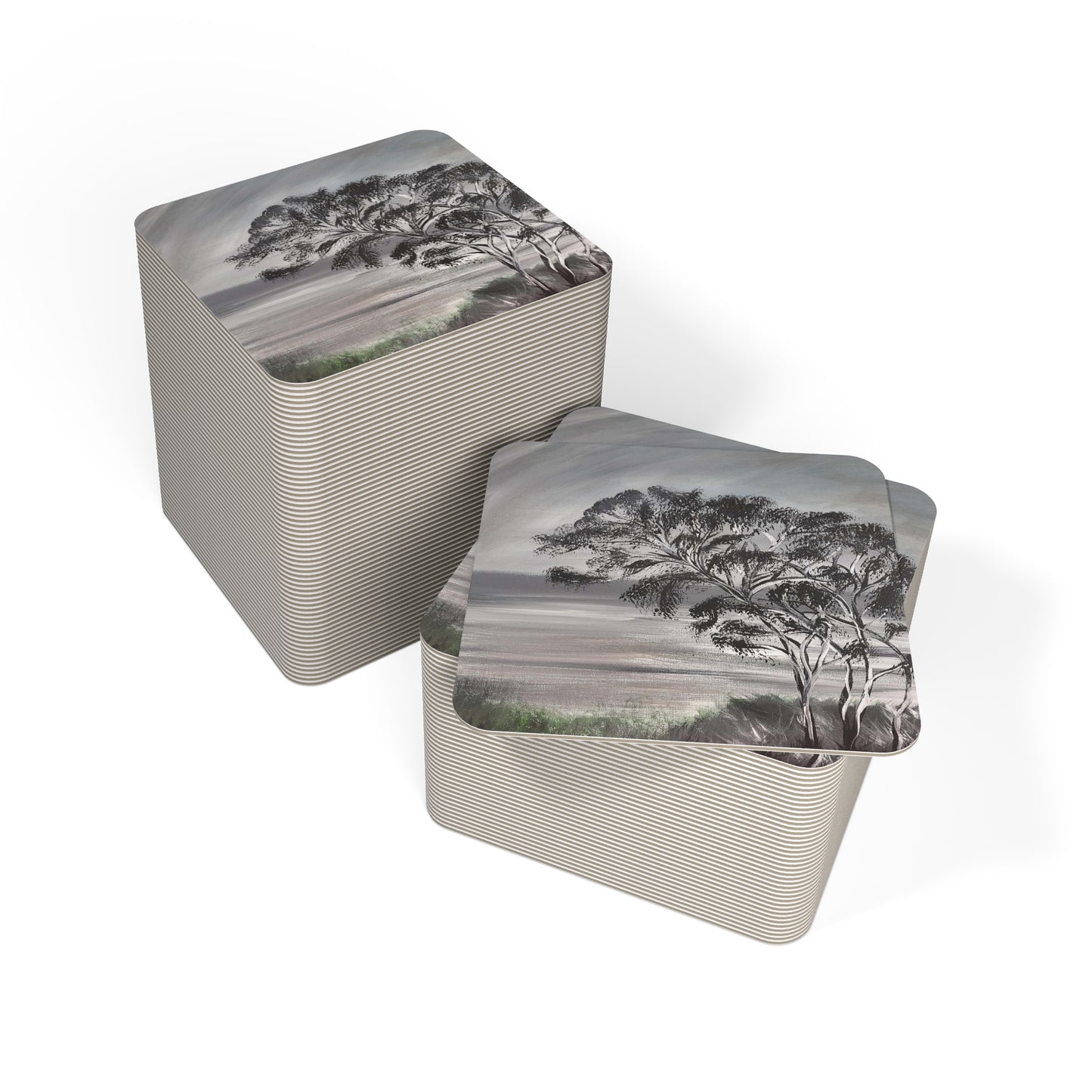 Coasters Set - Nature Tree Theme Elegant Landscape Rustic Home Decor Oak Tree - 50/100 pcs