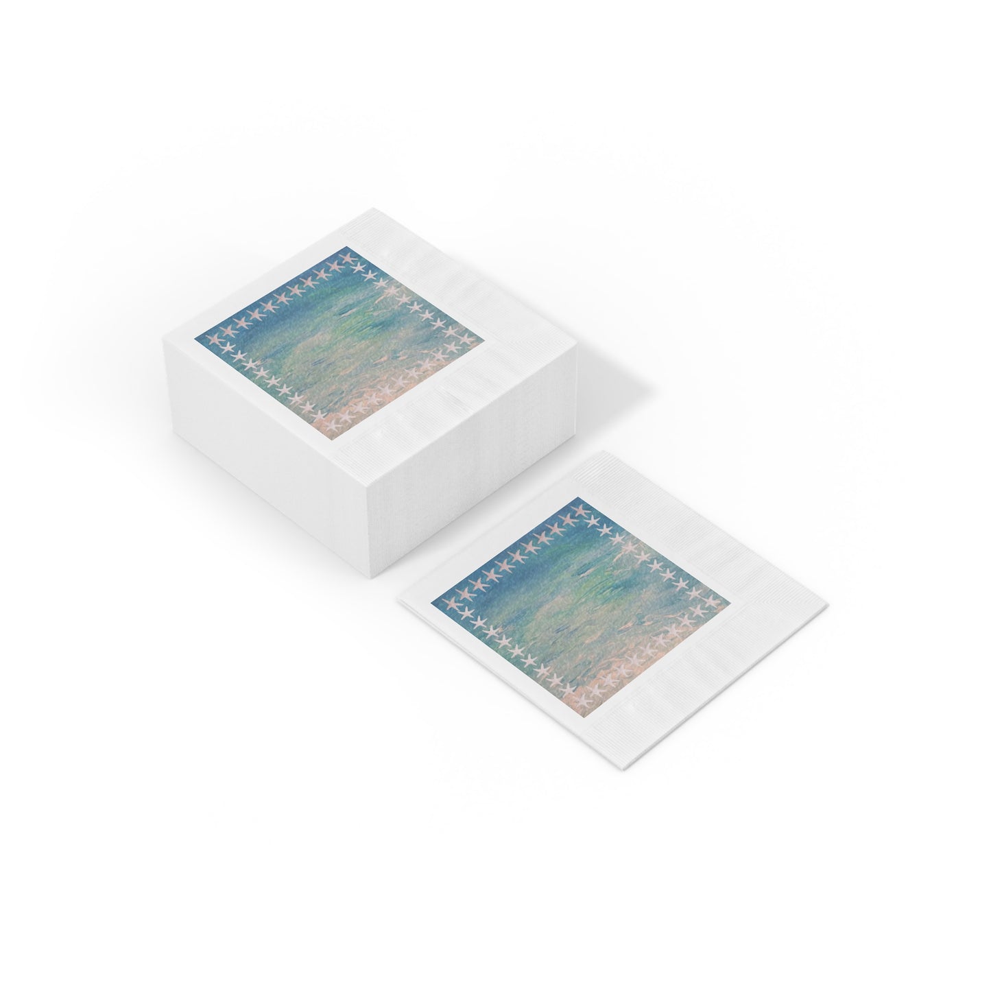 White starfish Coastal Theme Paper Party Napkins - Beach-Themed Party Essentials