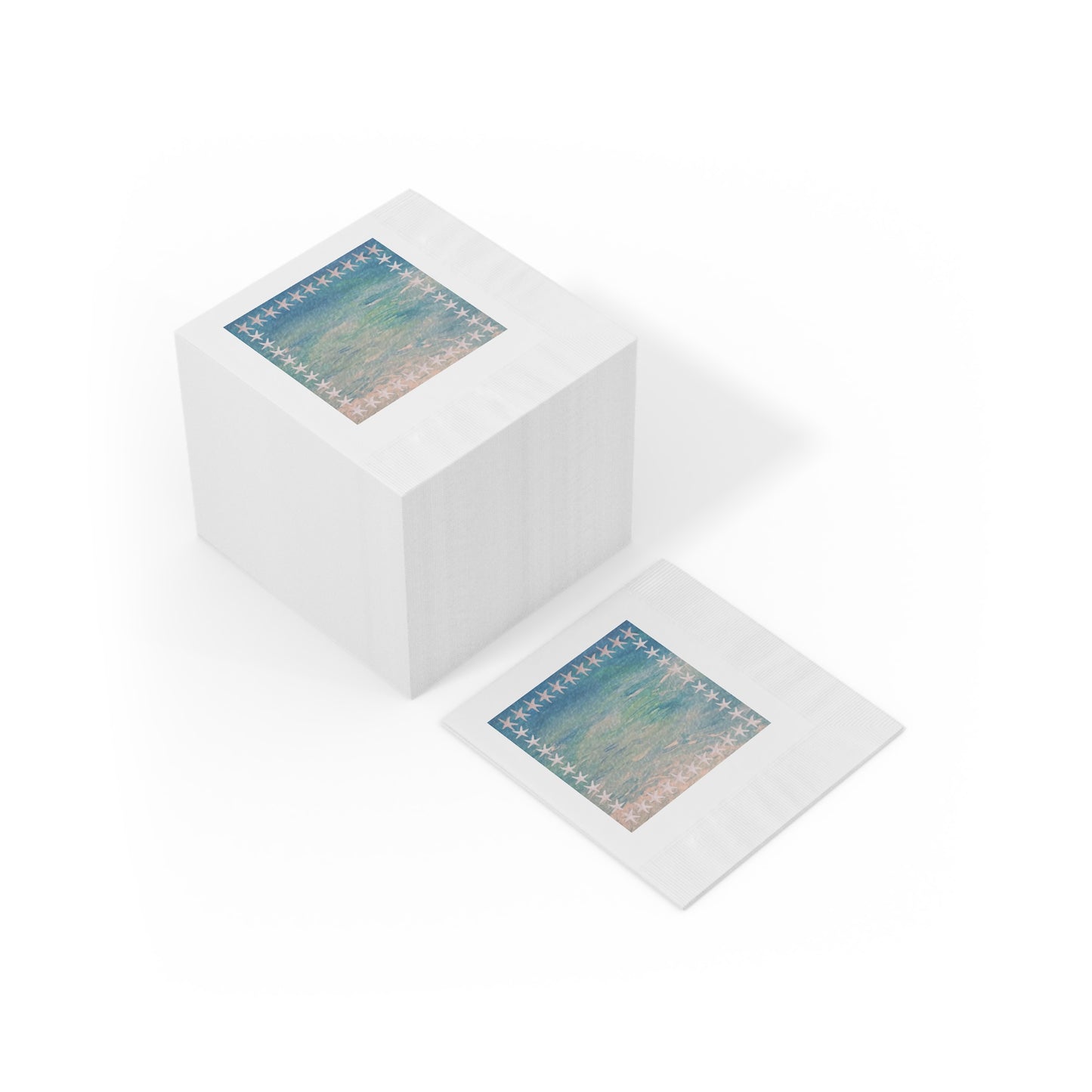 White starfish Coastal Theme Paper Party Napkins - Beach-Themed Party Essentials