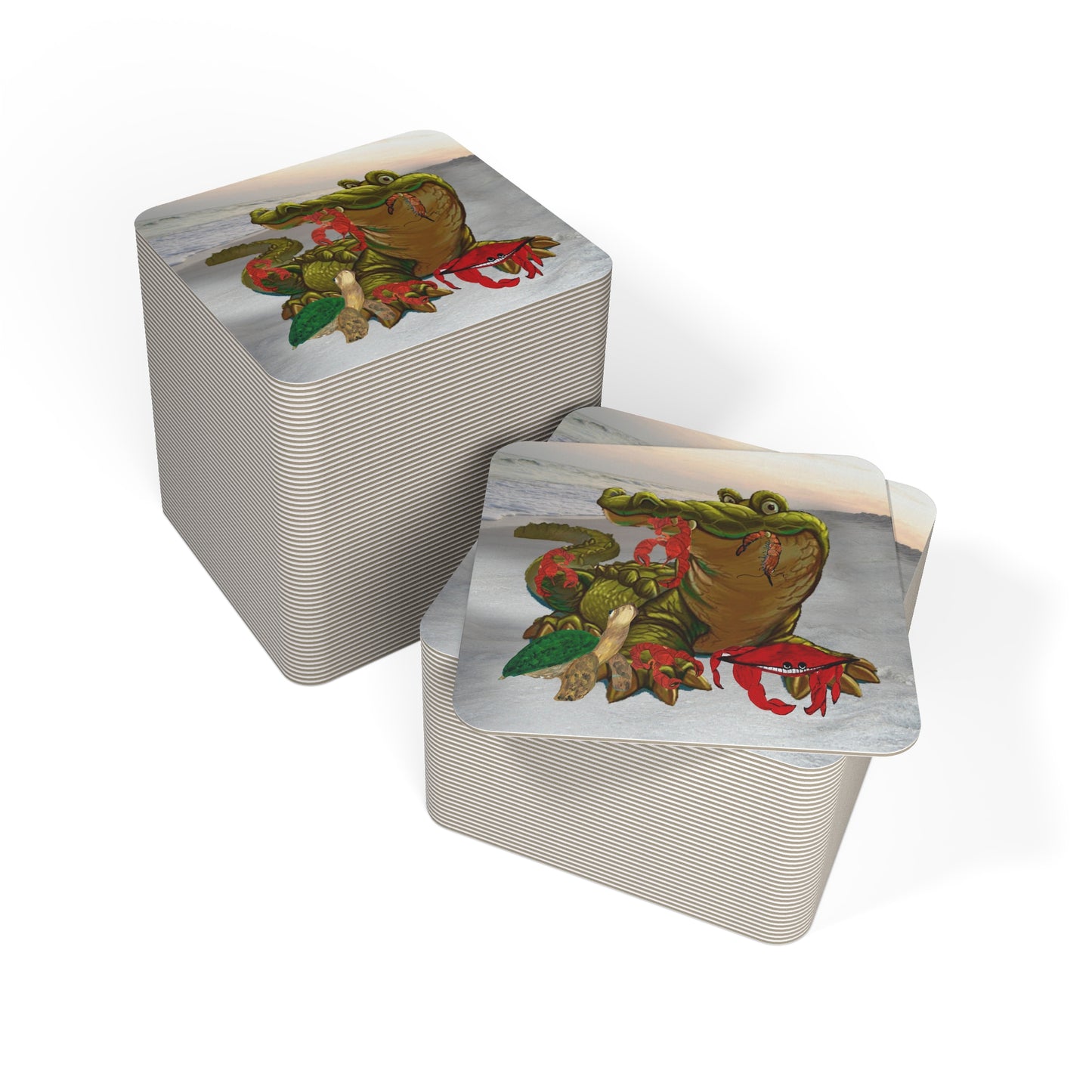 Gator-Themed Coasters Set for Beach Lovers | Funny Cocktail Accessory, Party Decor, Barware, Gift for Tropical Occasions