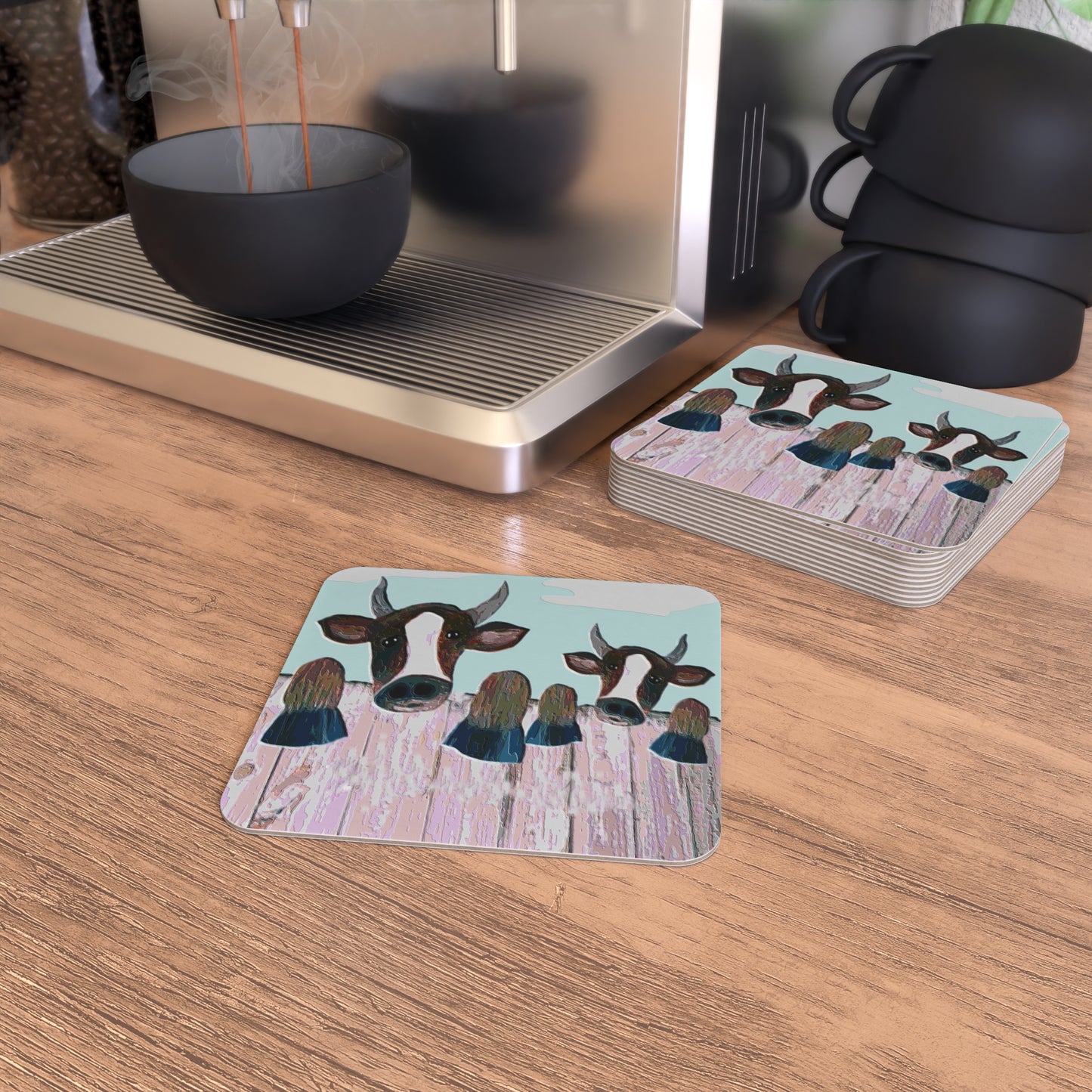 Farmhouse Animal Coasters | Rustic Cow Designs | Perfect for Farmhouse Decor, Gifts, Parties, Home Use, Tableware