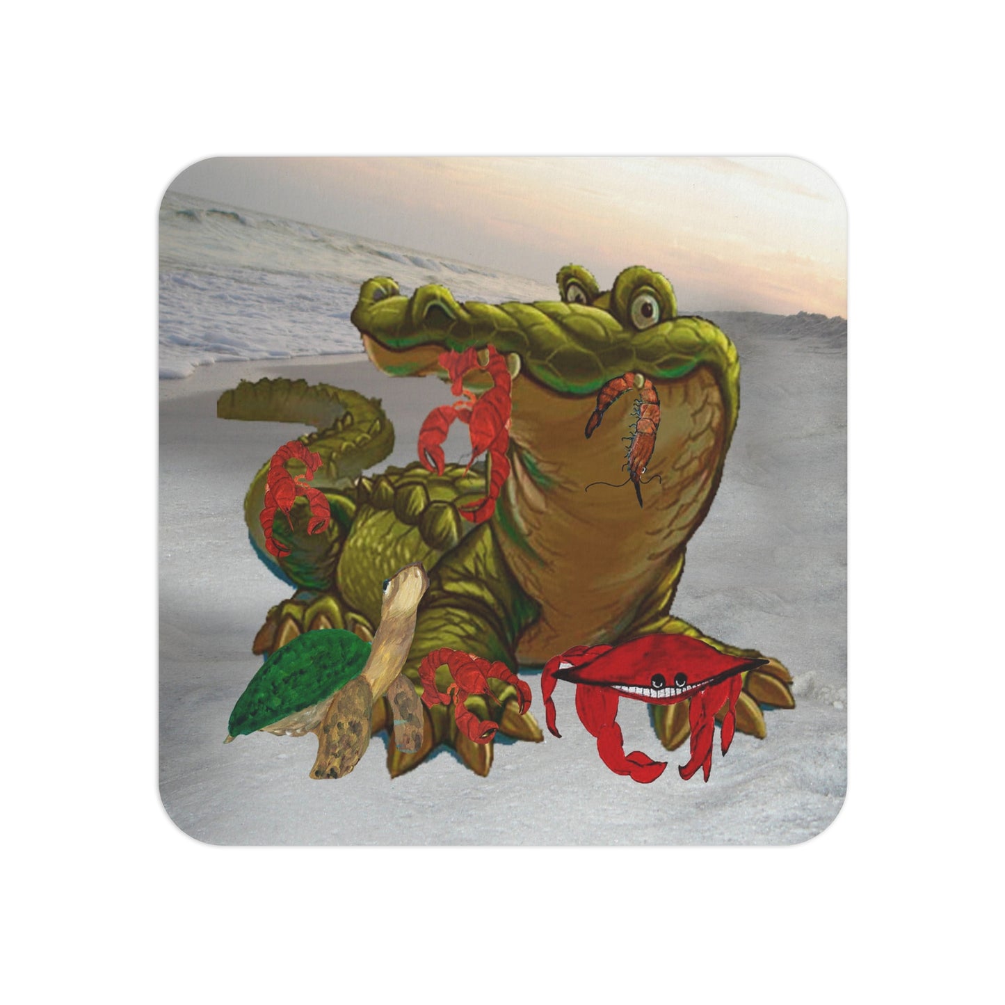 Gator-Themed Coasters Set for Beach Lovers | Funny Cocktail Accessory, Party Decor, Barware, Gift for Tropical Occasions