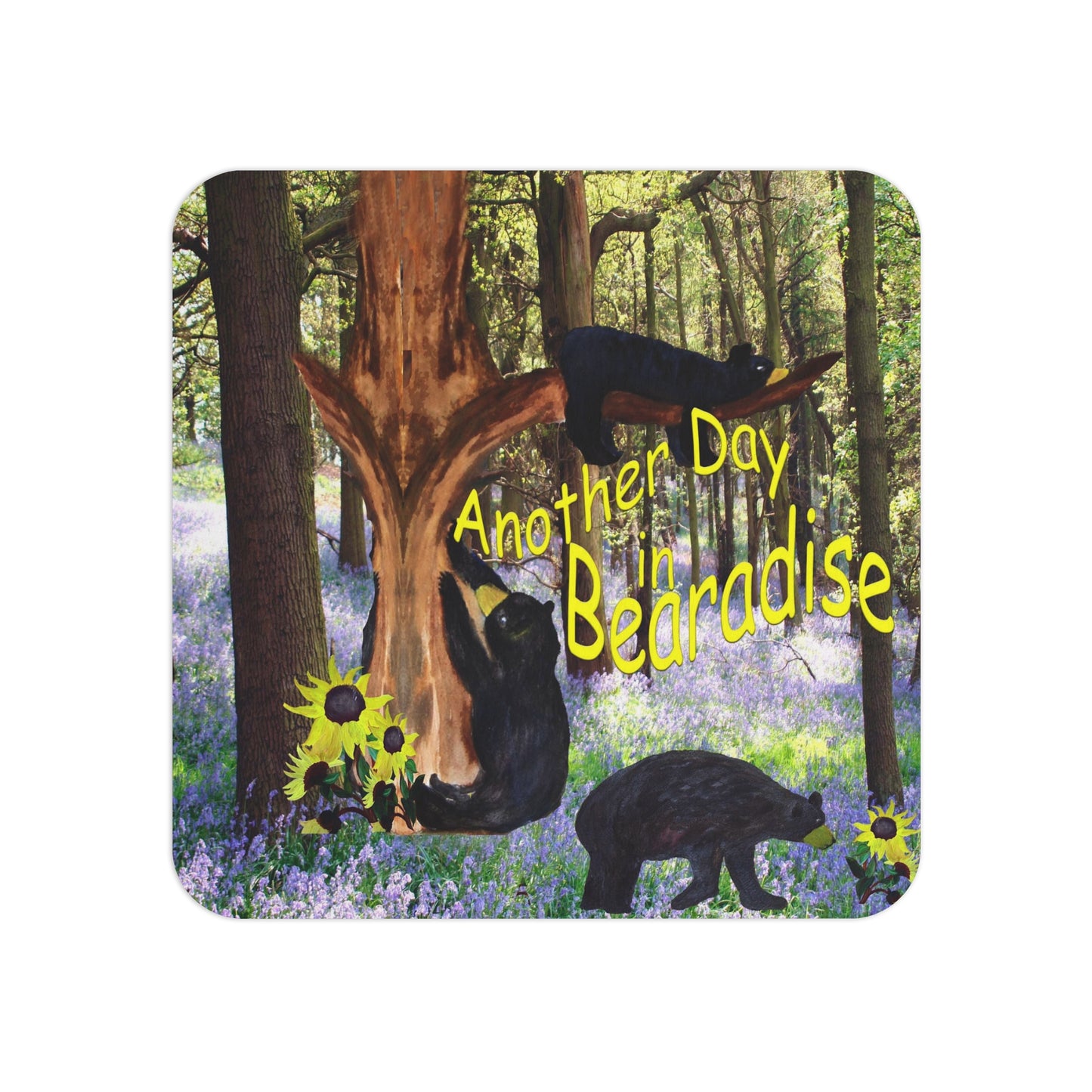 Bearadise Black Bear Nature-Inspired Coasters Set - Perfect for Home & Gifts, Wildlife Decor, Table Protection, Eco-Friendly, Party Favors