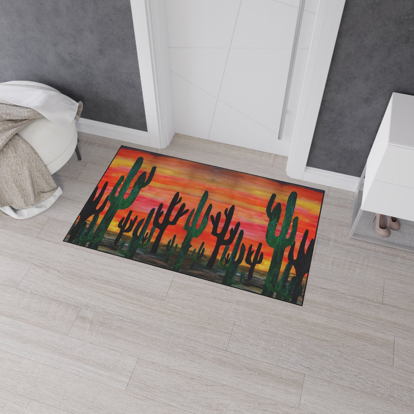 Cactus Sunset Heavy Duty Floor Mat - Rustic Home Decor, Indoor Rug, Kitchen Mat, Outdoor Entryway Mat, Southwest Style