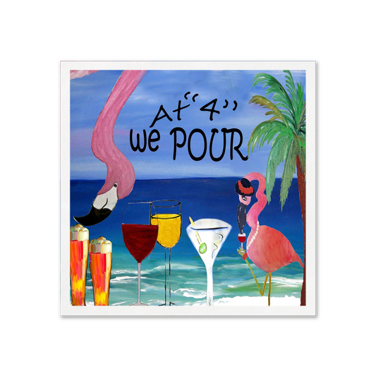 Flamingo bar At four we pour funny party Uncoined Napkins