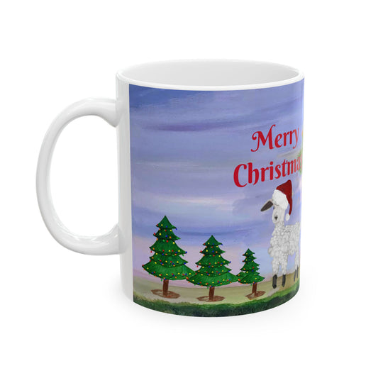 Sheep Country home Holiday Christmas Ceramic Mug (11oz, 15oz) - Holiday Coffee Cup - Great Christmas Gift. Farm house gift.