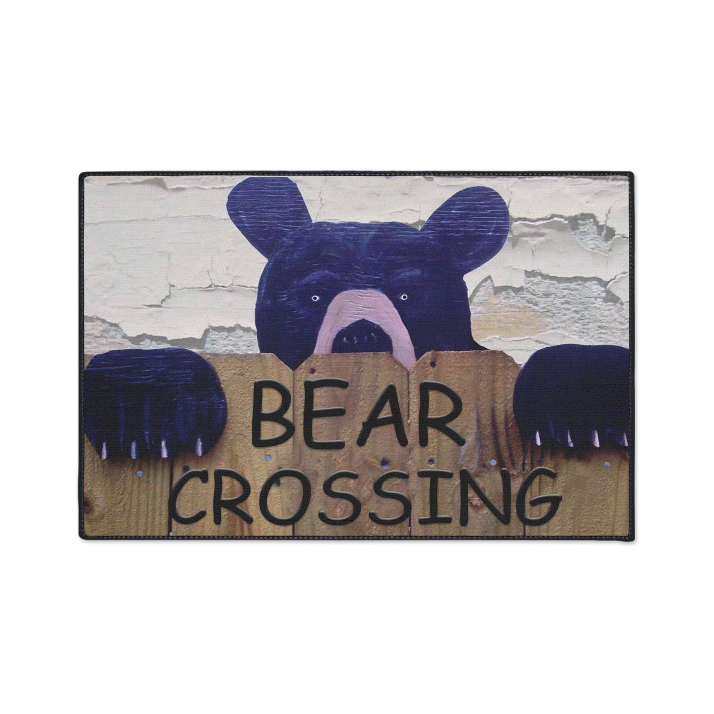 Bear crossing door floormat black bear Theme Non-Skid Backing. Available in 5 sizes with non-skid backing.