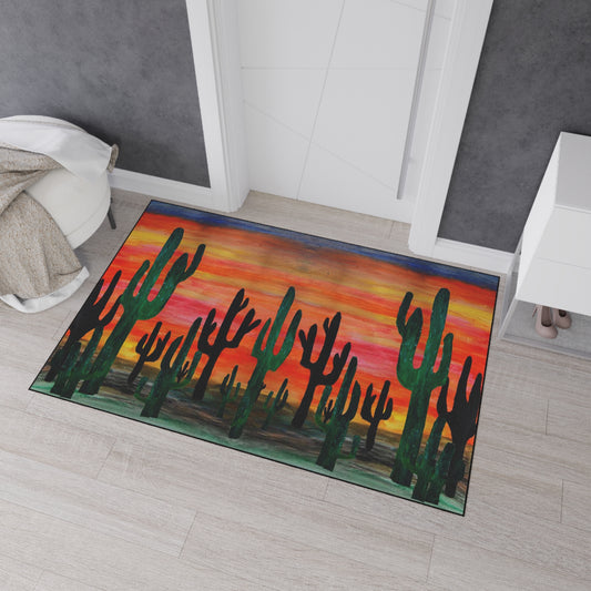 Cactus Sunset Heavy Duty Floor Mat - Rustic Home Decor, Indoor Rug, Kitchen Mat, Outdoor Entryway Mat, Southwest Style