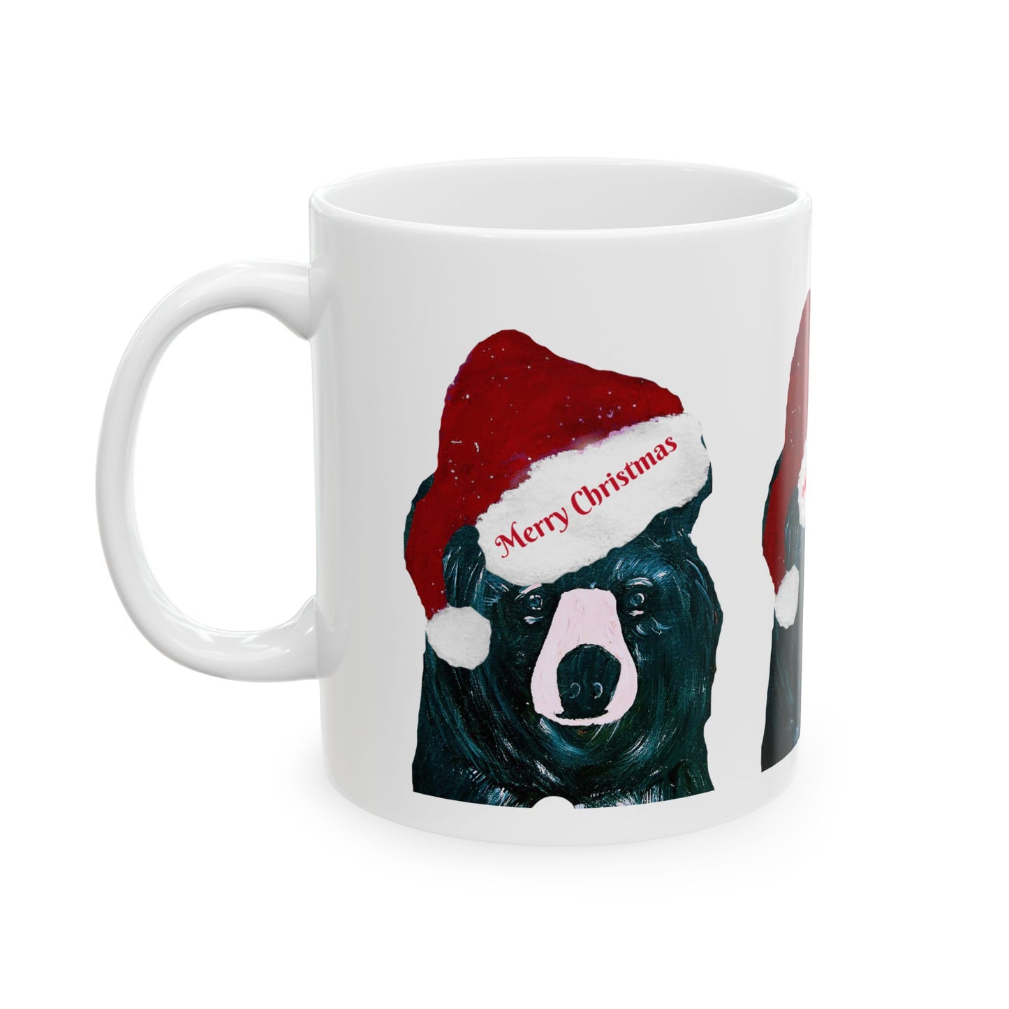 Christmas bear Holiday drinkware coffee Ceramic Mug (11oz, 15oz) - Coastal Holiday Coffee Cup - Great cabin decor kitchen Christmas Gift