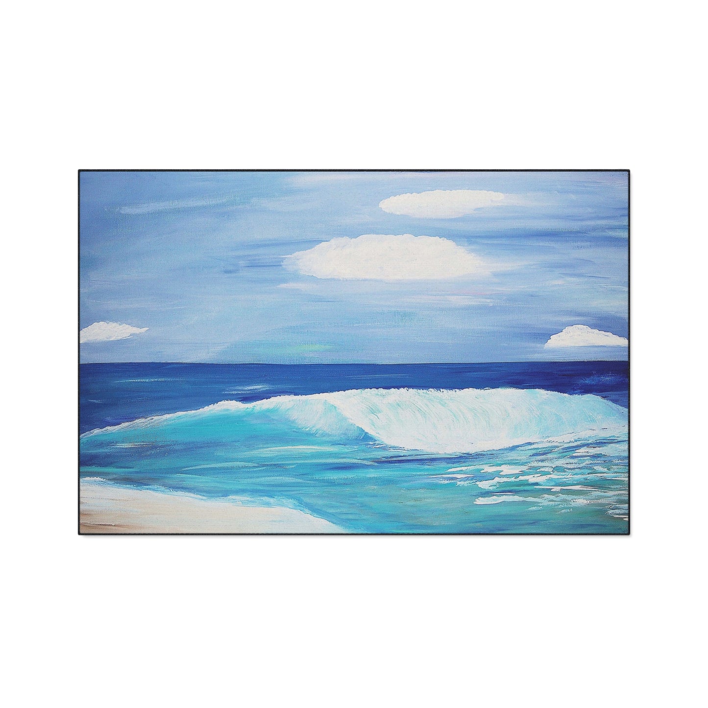 Floor Mat - Coastal Beach Wave Theme with Non-Skid Backing, 5 Sizes Available