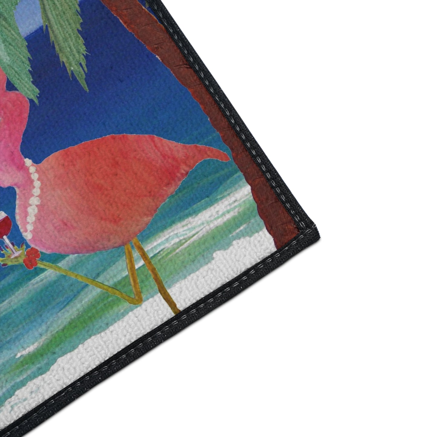 Floor Mat - Flamingo Bar At Four We Pour Funny Tropical Theme Coastal Door Mat, 5 Sizes Available