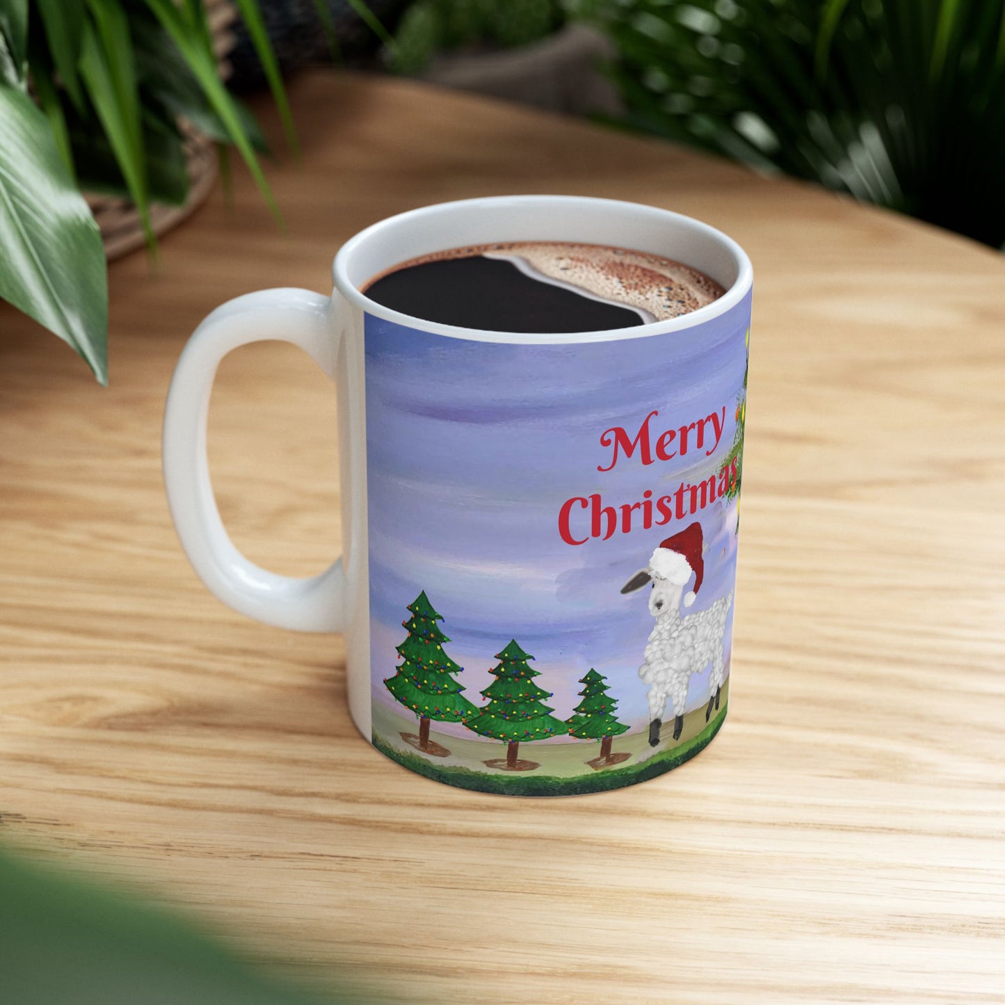 Sheep Country home Holiday Christmas Ceramic Mug (11oz, 15oz) - Holiday Coffee Cup - Great Christmas Gift. Farm house gift.