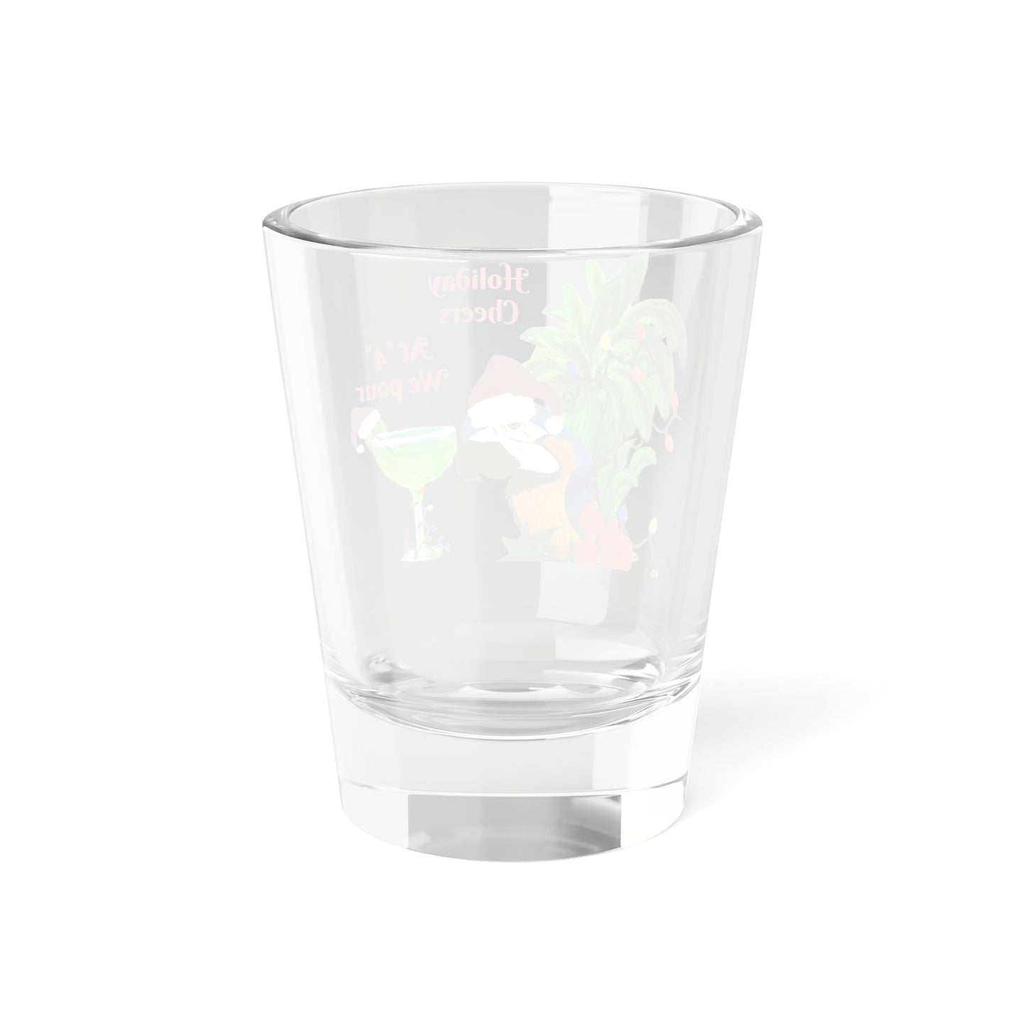 Parrot head Christmas Cheers Holiday shooters farm country home festive party barware cocktails Shot Glass, 1.5oz. Christmas tiki bar shot glasses.