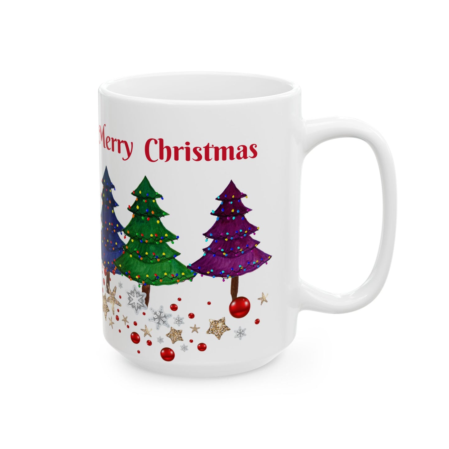 Festive Holiday Christmas trees Ceramic Mug (11oz, 15oz) - Holiday Coffee Cup - Great Christmas Gift