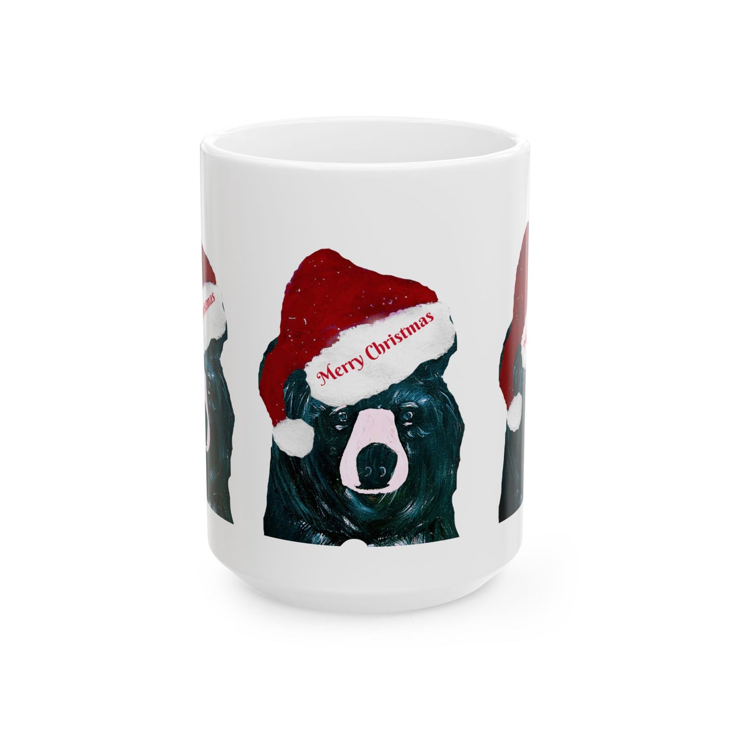 Christmas bear Holiday drinkware coffee Ceramic Mug (11oz, 15oz) - Coastal Holiday Coffee Cup - Great cabin decor kitchen Christmas Gift