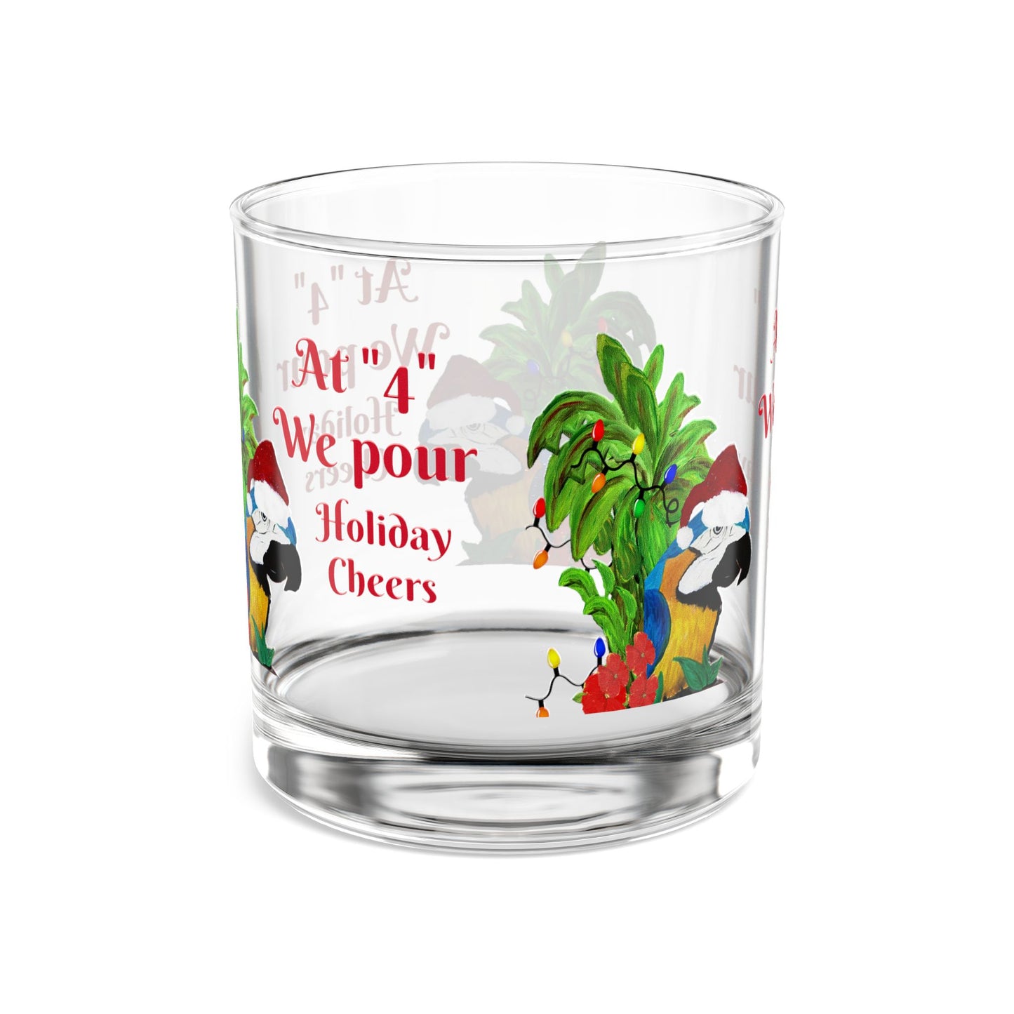 Christmas parrot head tropical Holiday party Rocks Glass, 10oz