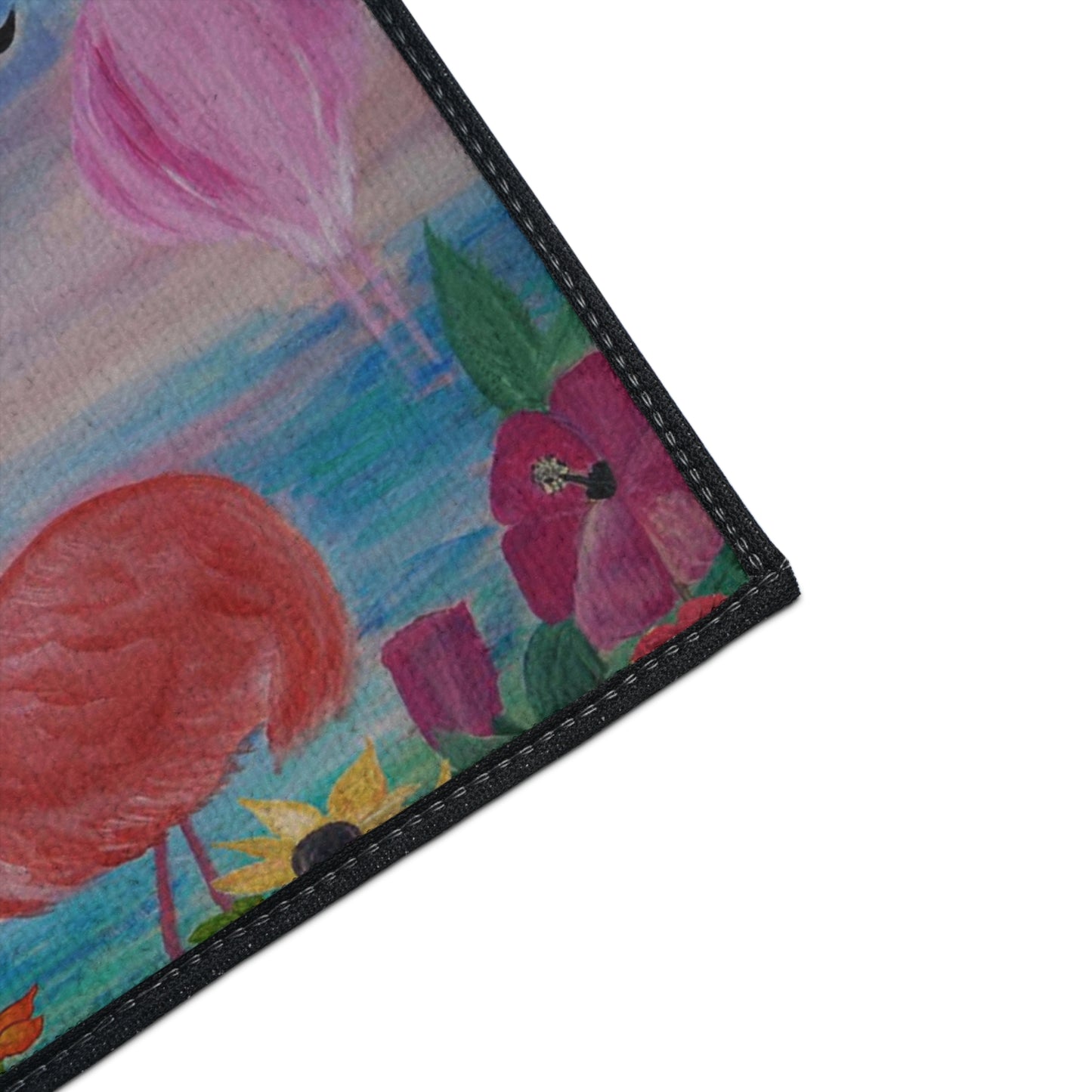 Copy of Floor Mat - Flamingo Garden Coastal Beach Tropical Home Rug with Non-Skid Backing