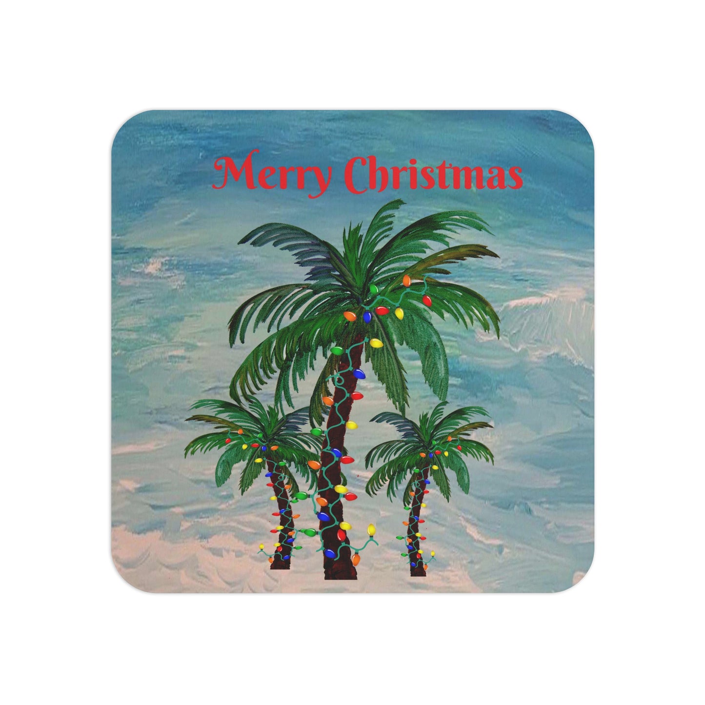 Palm trees Christmas tropical Holiday party Coasters Set Hardboard (50 or 100 pcs) Size 4 x 4 inches.