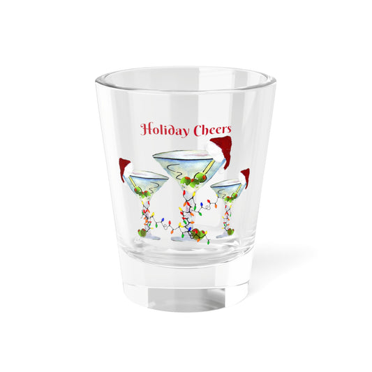 Martini Christmas Cheers martini bar Holiday shooters  festive party barware cocktails Shot Glass, 1.5oz. Christmas bar shot glasses.