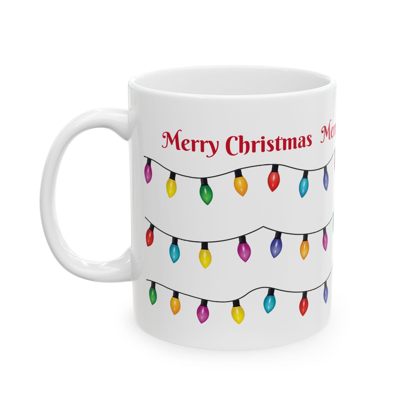 Holiday lights Christmas Ceramic Mug (11oz, 15oz) - Festive Holiday Coffee Cup - Great Christmas Gift