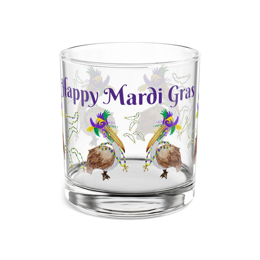 Mardi Gras Pelicans and beads party barware party cocktail Rocks Glass, 10oz