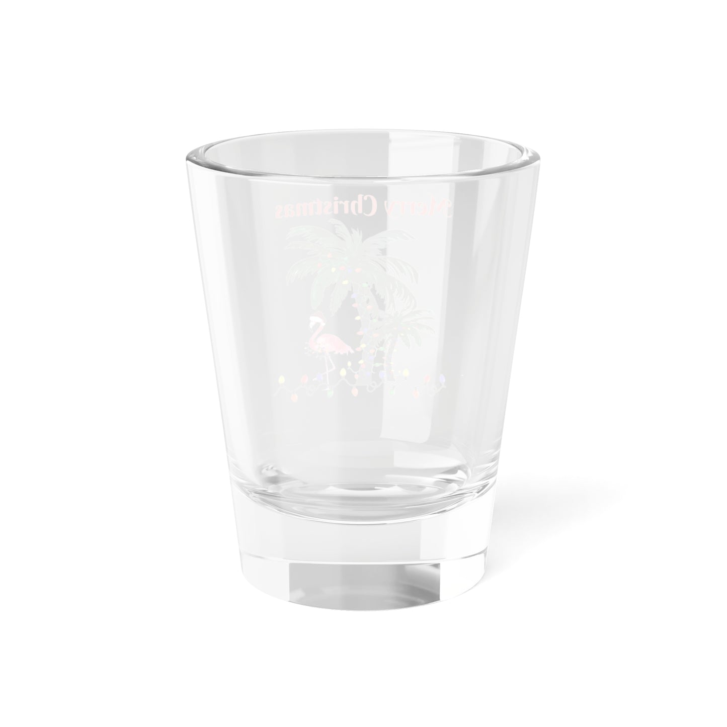 Flamingo Christmas and Holiday palm trees festive party barware tropical theme Shot Glass, 1.5oz