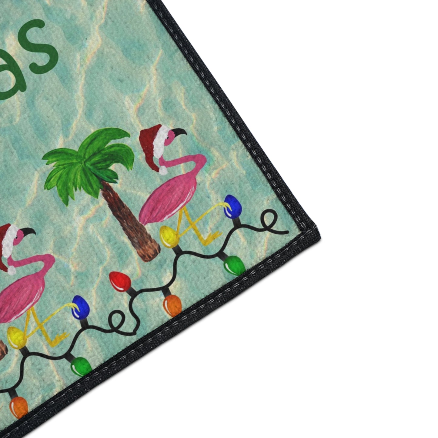 Christmas Flamingos Floor Mat