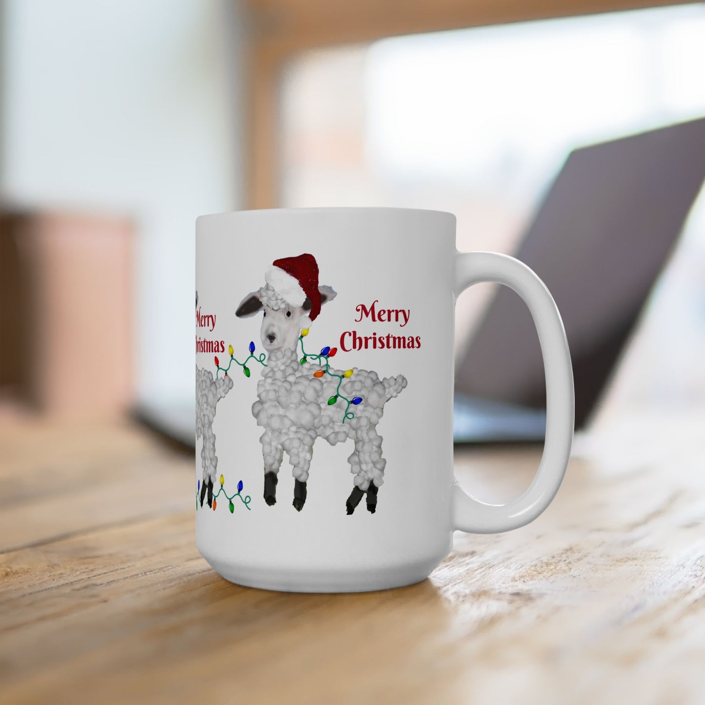 Sheep Country home Holiday Christmas Ceramic Mug (11oz, 15oz) - Holiday Coffee Cup - Great Christmas Gift. Farm house gift.