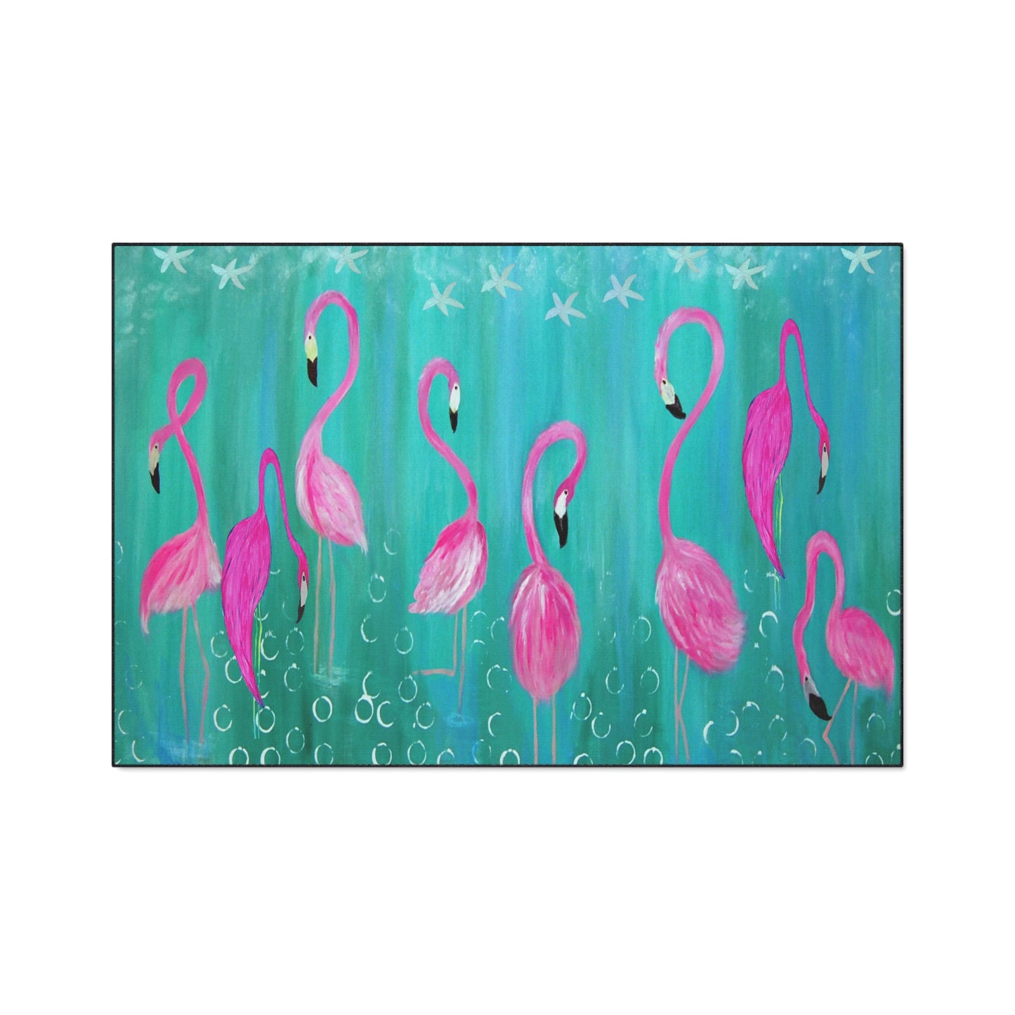 Coastal Flamingos tropical birds door floormat beach Home Rug with Non-Skid Backing