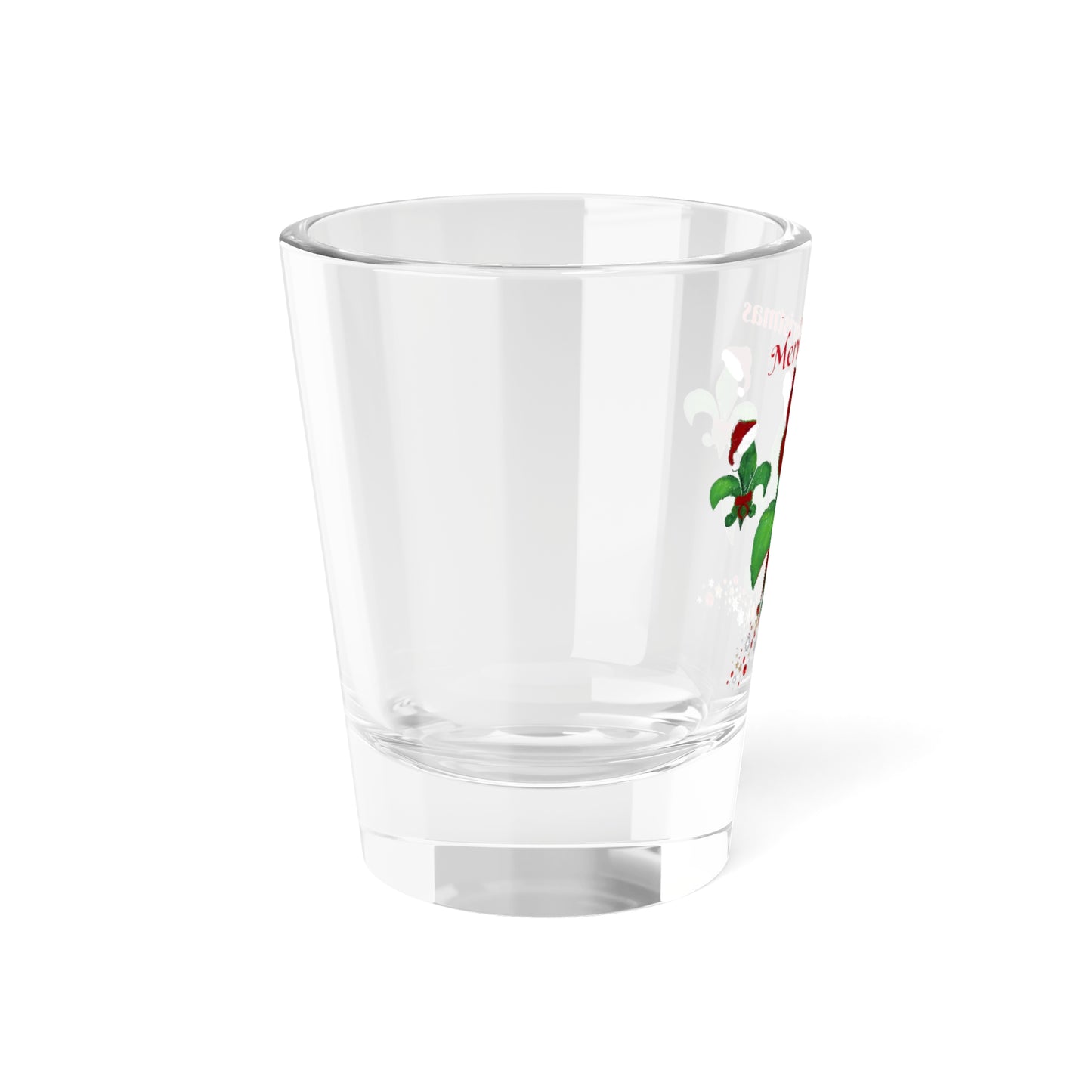 Fleur de lis Christmas festive party barware tropical theme Shot Glass, 1.5oz. Santa fleur de lis party bar gift. Reg, green,white.