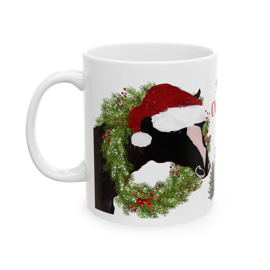 Copy of Country home Santa cow Holiday Christmas Ceramic Mug (11oz, 15oz) - Holiday Coffee Cup - Great Christmas Gift. Farm house gift.