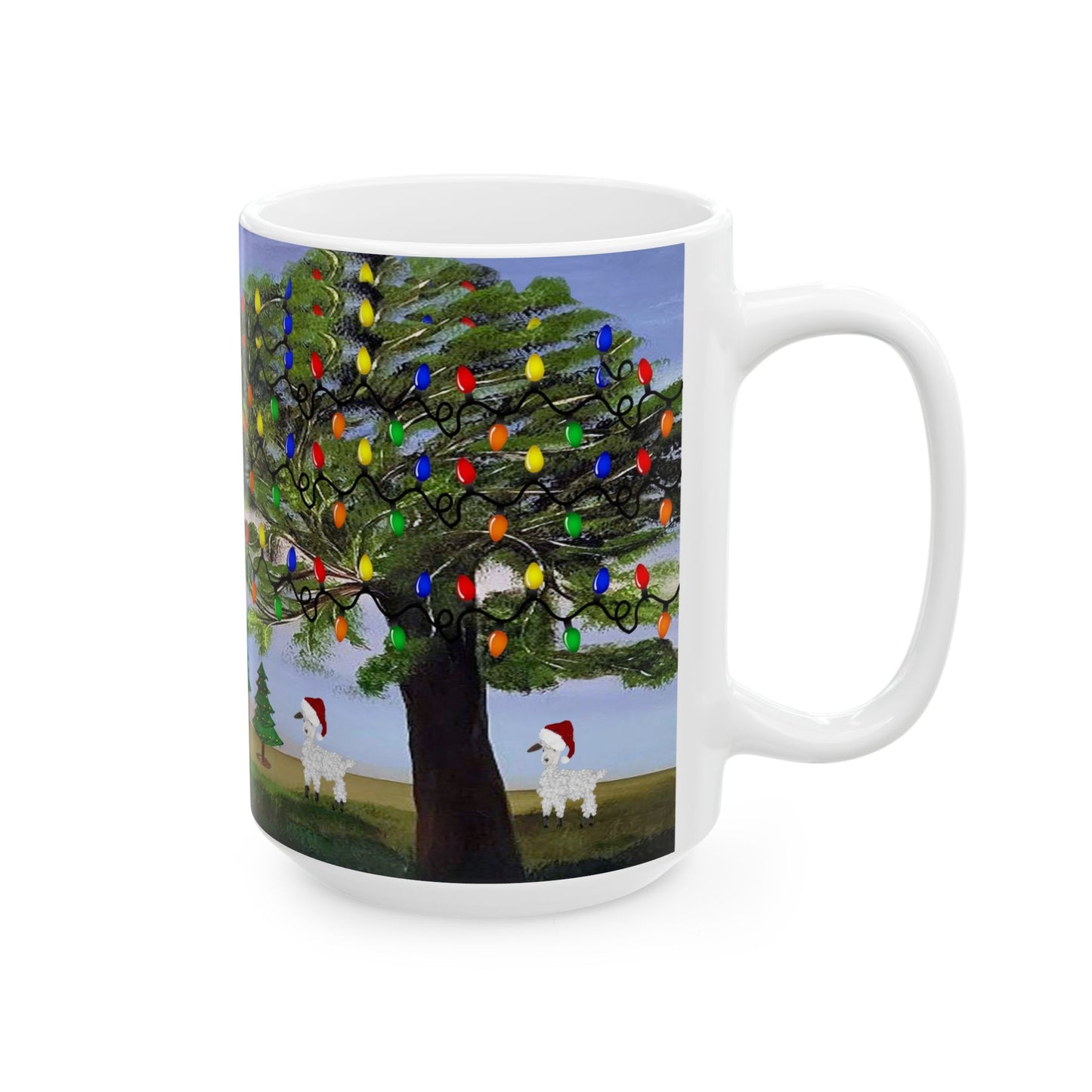 Sheep Country home Holiday Christmas Ceramic Mug (11oz, 15oz) - Holiday Coffee Cup - Great Christmas Gift. Farm house gift.