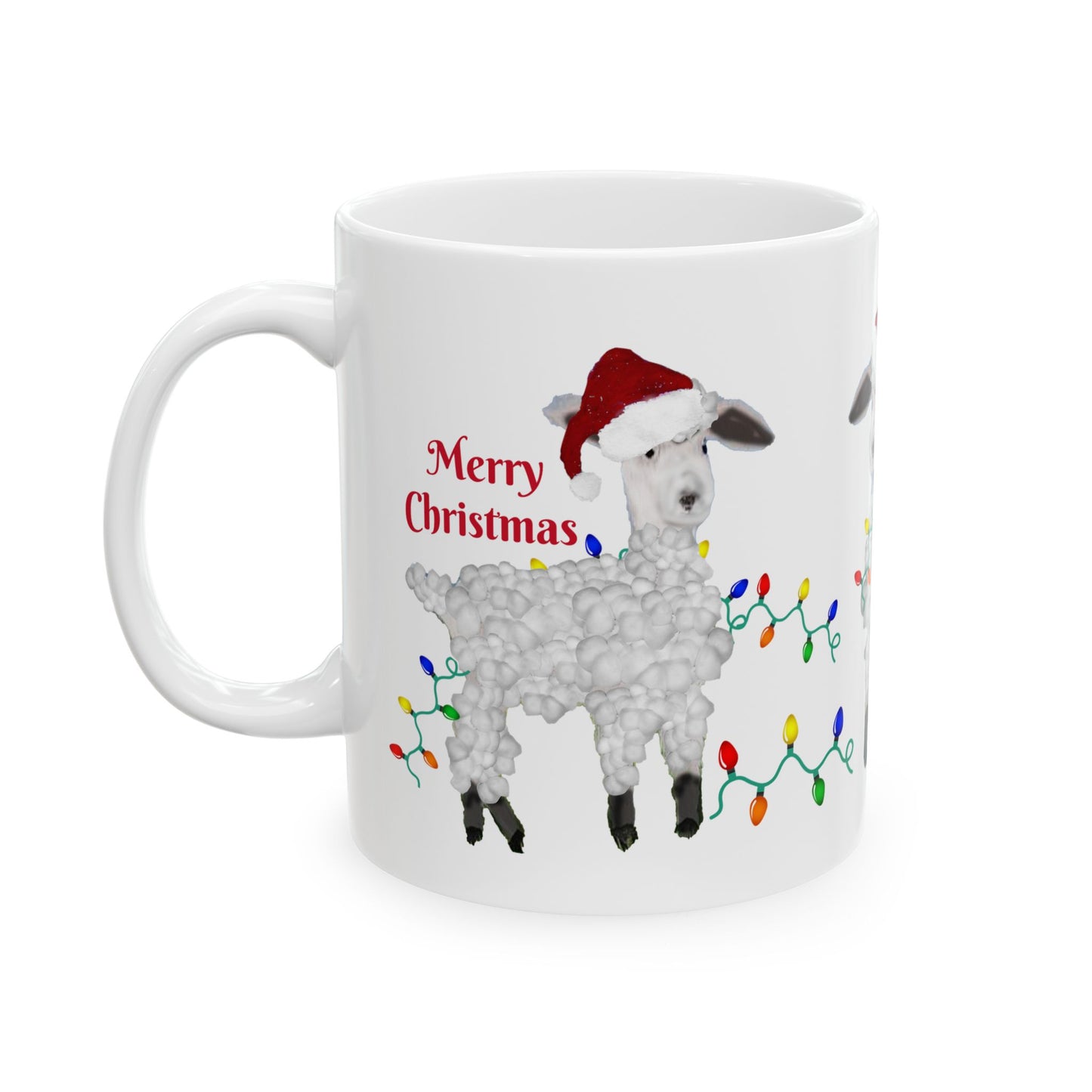 Sheep Country home Holiday Christmas Ceramic Mug (11oz, 15oz) - Holiday Coffee Cup - Great Christmas Gift. Farm house gift.