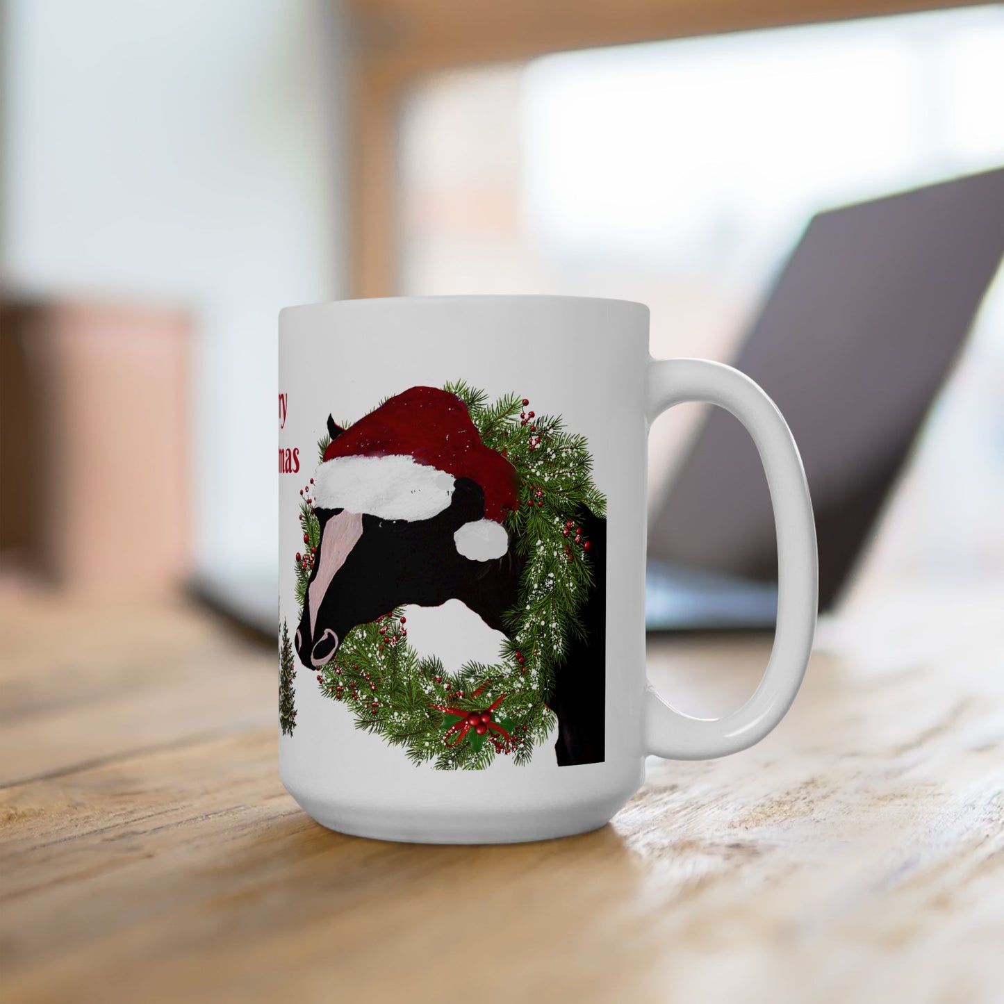 Copy of Country home Santa cow Holiday Christmas Ceramic Mug (11oz, 15oz) - Holiday Coffee Cup - Great Christmas Gift. Farm house gift.