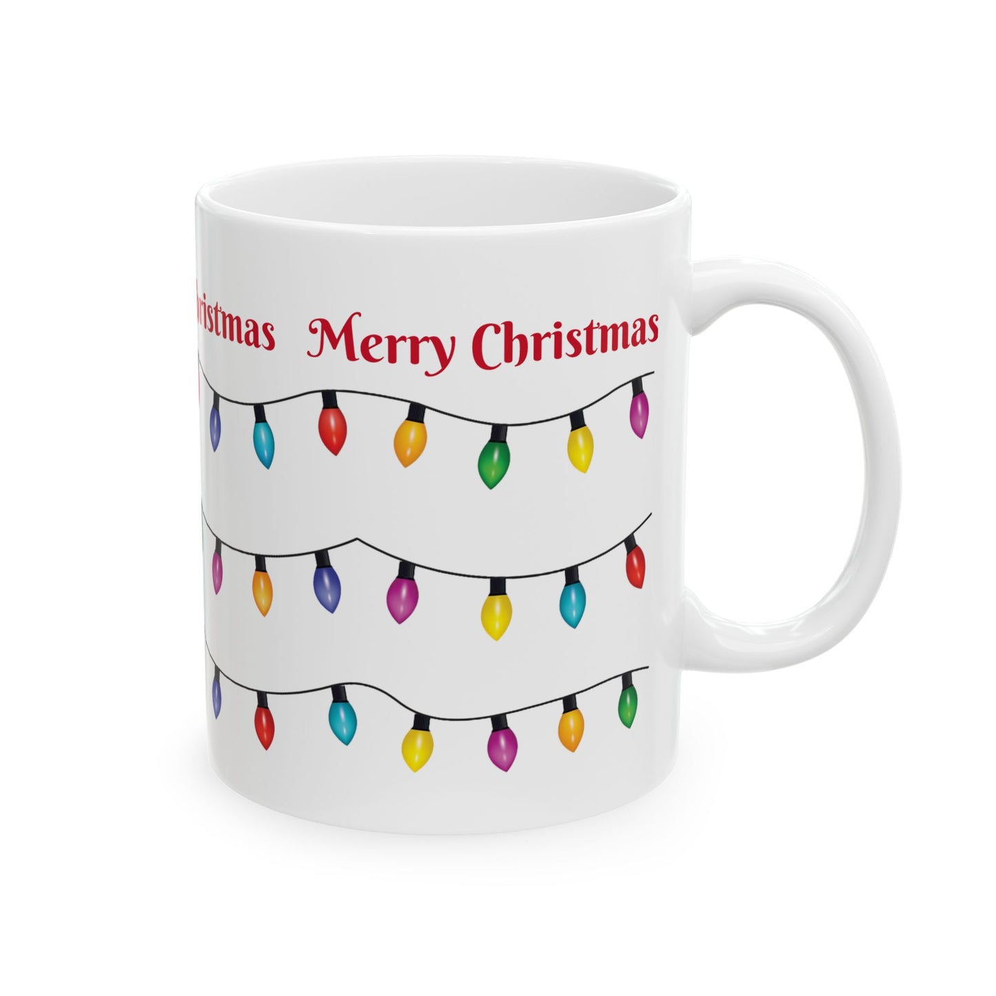 Holiday lights Christmas Ceramic Mug (11oz, 15oz) - Festive Holiday Coffee Cup - Great Christmas Gift