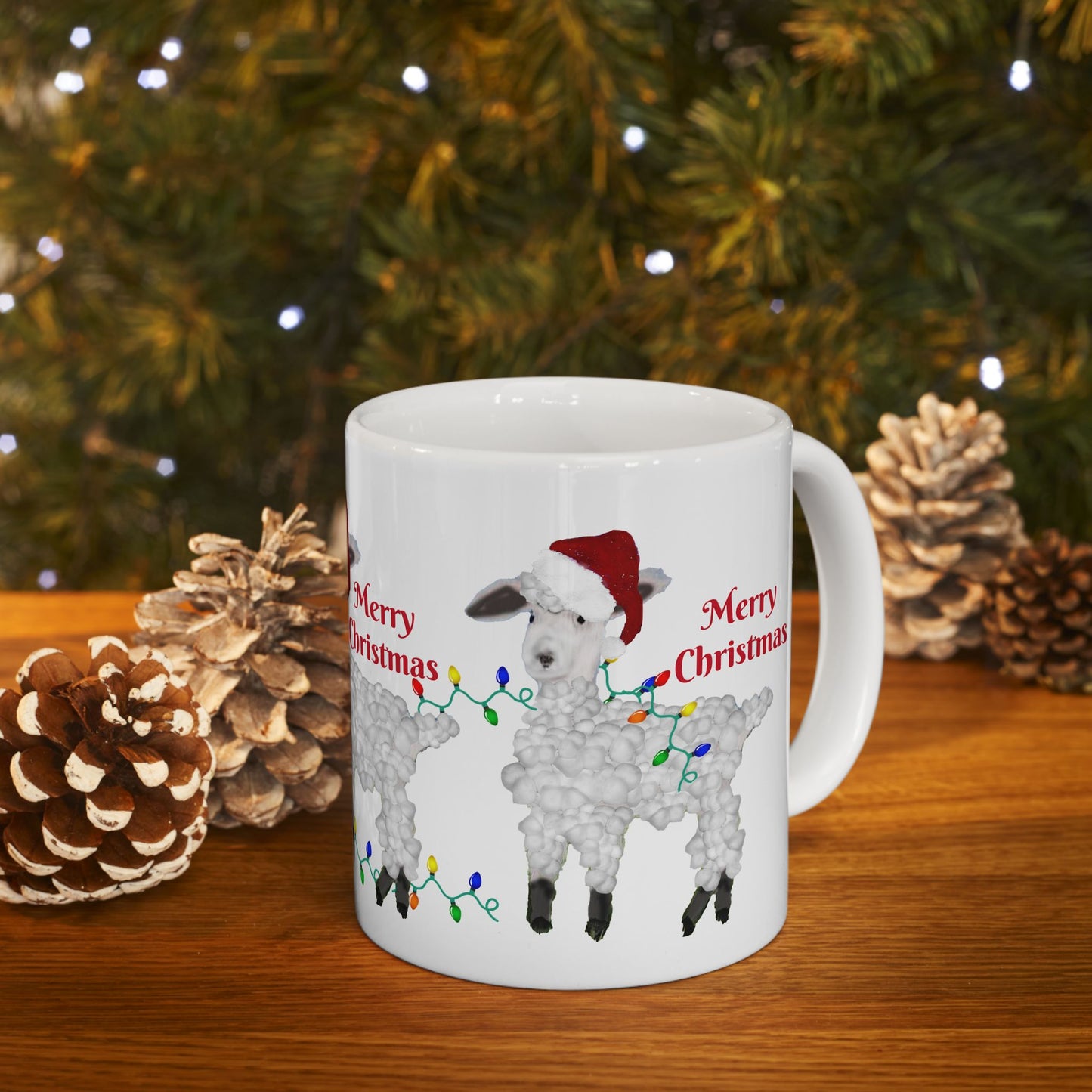 Sheep Country home Holiday Christmas Ceramic Mug (11oz, 15oz) - Holiday Coffee Cup - Great Christmas Gift. Farm house gift.