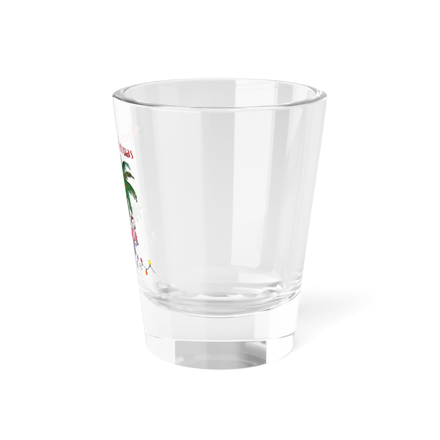 Flamingo Christmas and Holiday palm trees festive party barware tropical theme Shot Glass, 1.5oz