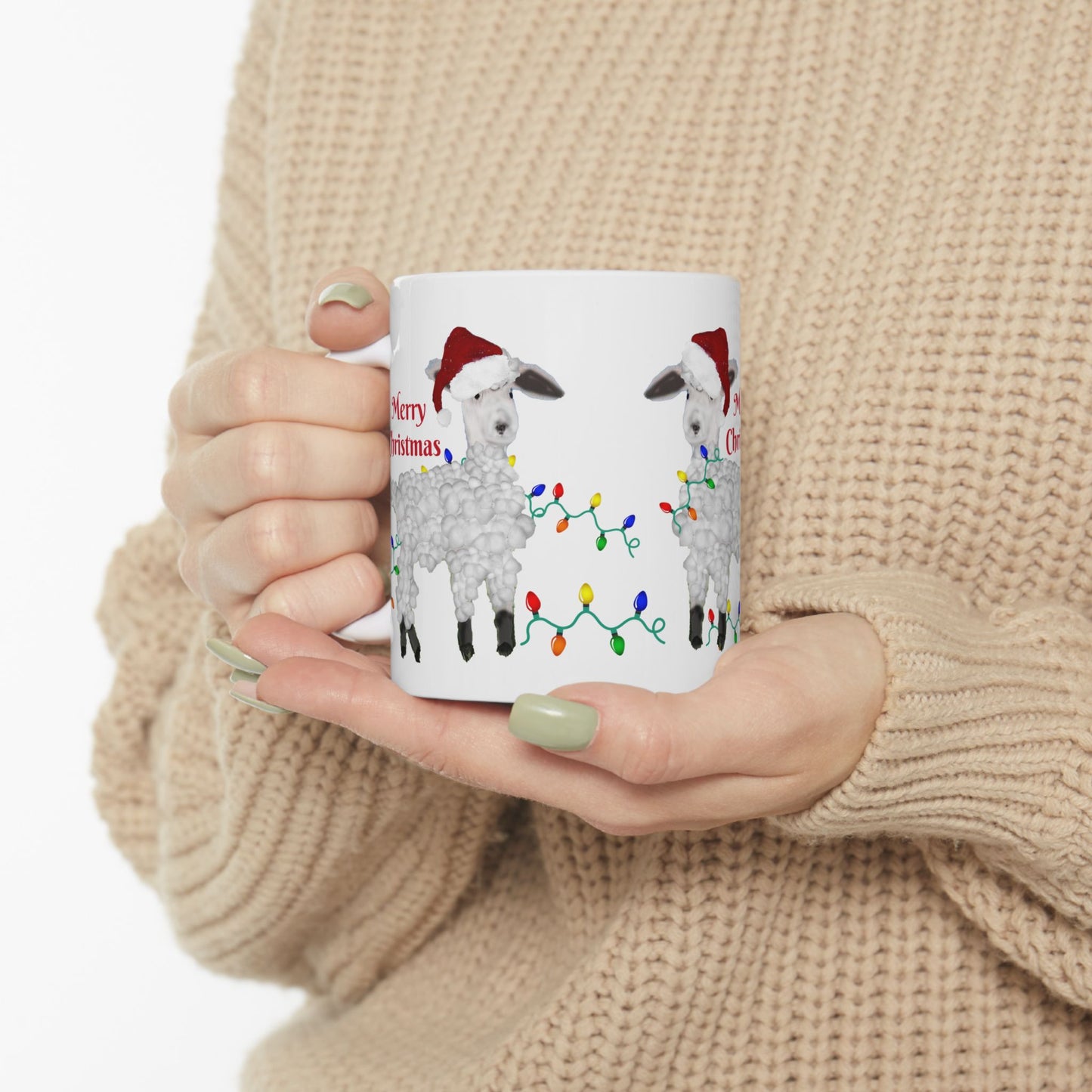 Sheep Country home Holiday Christmas Ceramic Mug (11oz, 15oz) - Holiday Coffee Cup - Great Christmas Gift. Farm house gift.