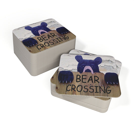 Bear Crossing Coasters Set | Fun Animal Drink Coasters | Perfect for Home Decor, Housewarming Gifts, Parties, Outdoor Adventures