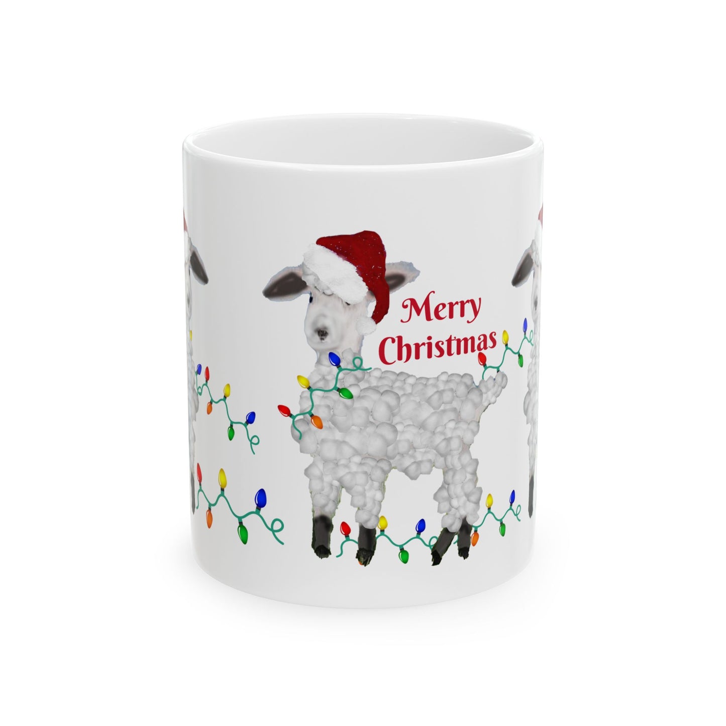 Sheep Country home Holiday Christmas Ceramic Mug (11oz, 15oz) - Holiday Coffee Cup - Great Christmas Gift. Farm house gift.