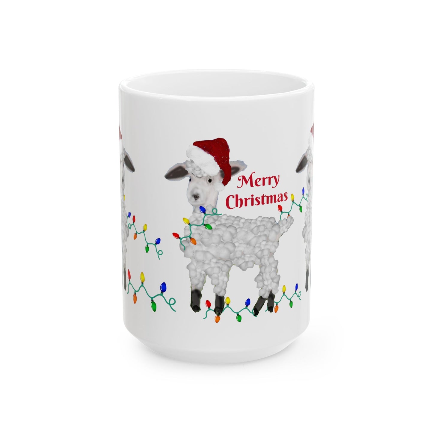 Sheep Country home Holiday Christmas Ceramic Mug (11oz, 15oz) - Holiday Coffee Cup - Great Christmas Gift. Farm house gift.