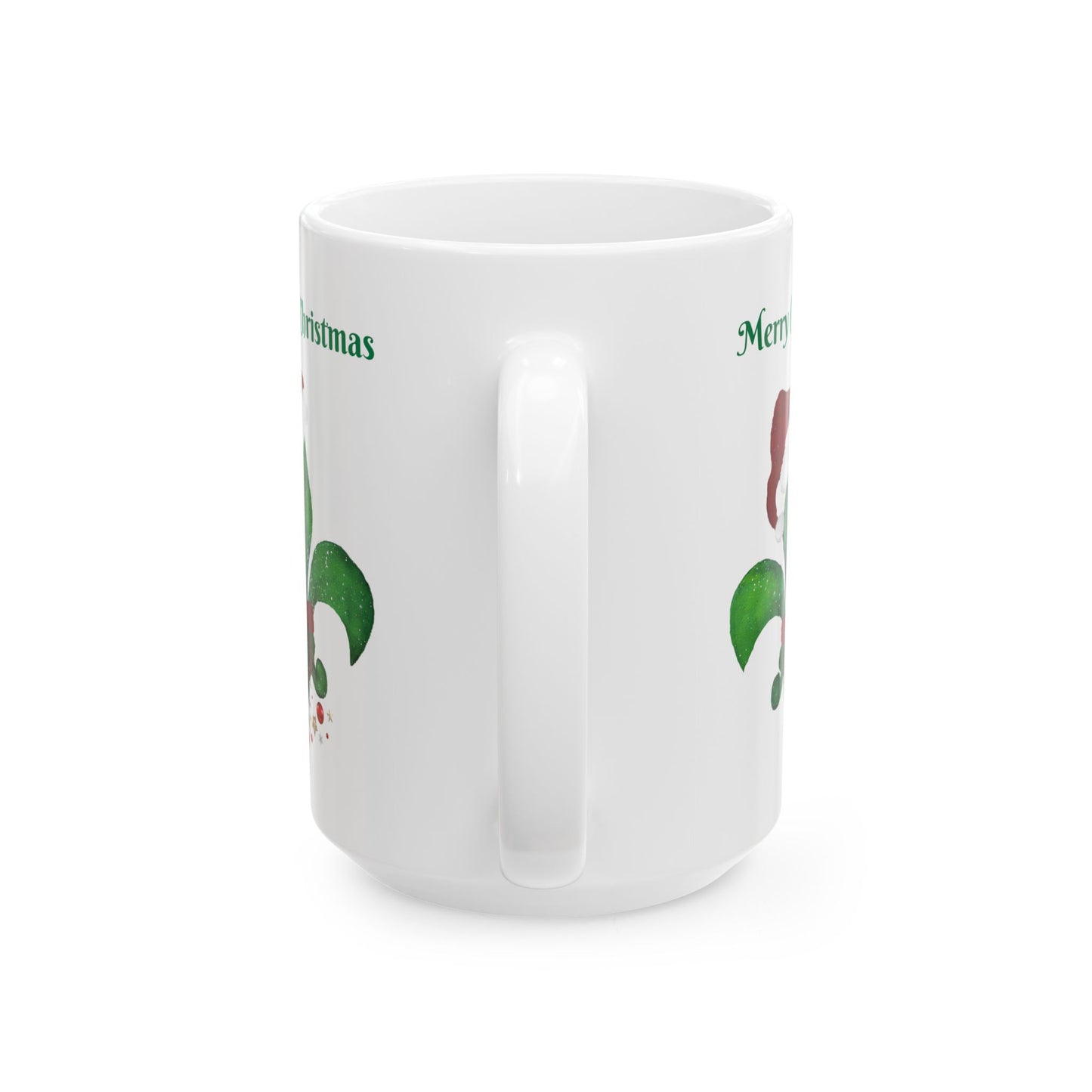 Santa fleur de lis red green white Holiday Christmas Ceramic Mug (11oz, 15oz) - Holiday Coffee Cup - Great Cajun Christmas Gift