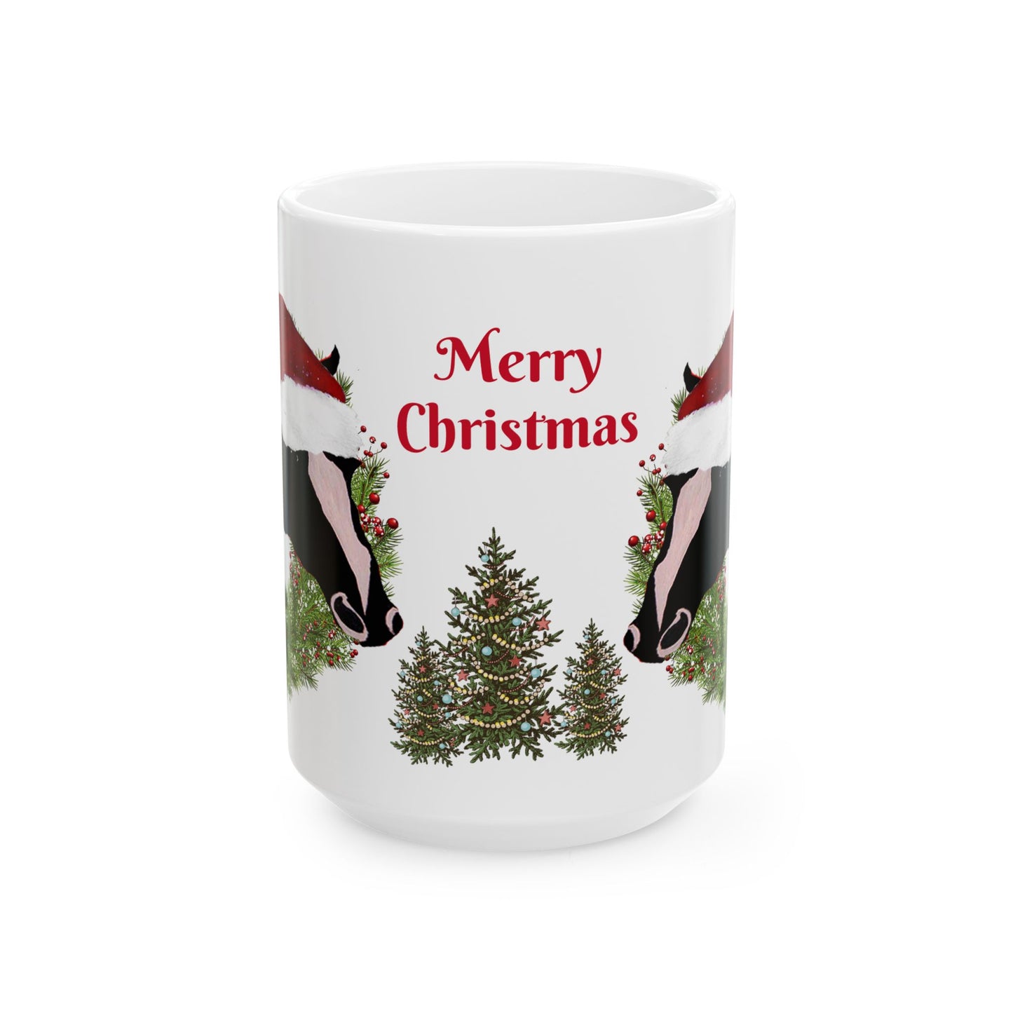 Copy of Country home Santa cow Holiday Christmas Ceramic Mug (11oz, 15oz) - Holiday Coffee Cup - Great Christmas Gift. Farm house gift.