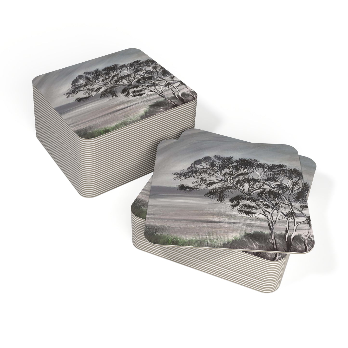 Coasters Set - Nature Tree Theme Elegant Landscape Rustic Home Decor Oak Tree - 50/100 pcs