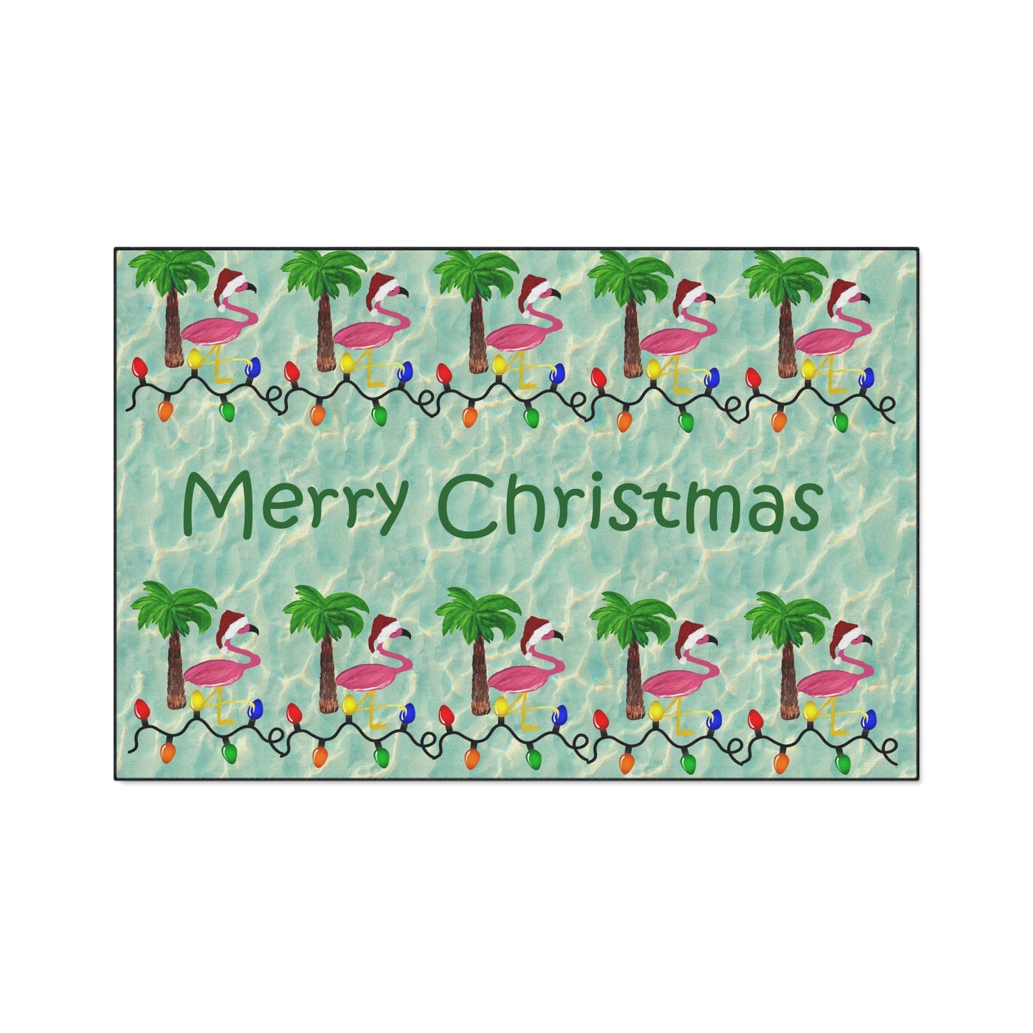 Christmas Flamingos Floor Mat