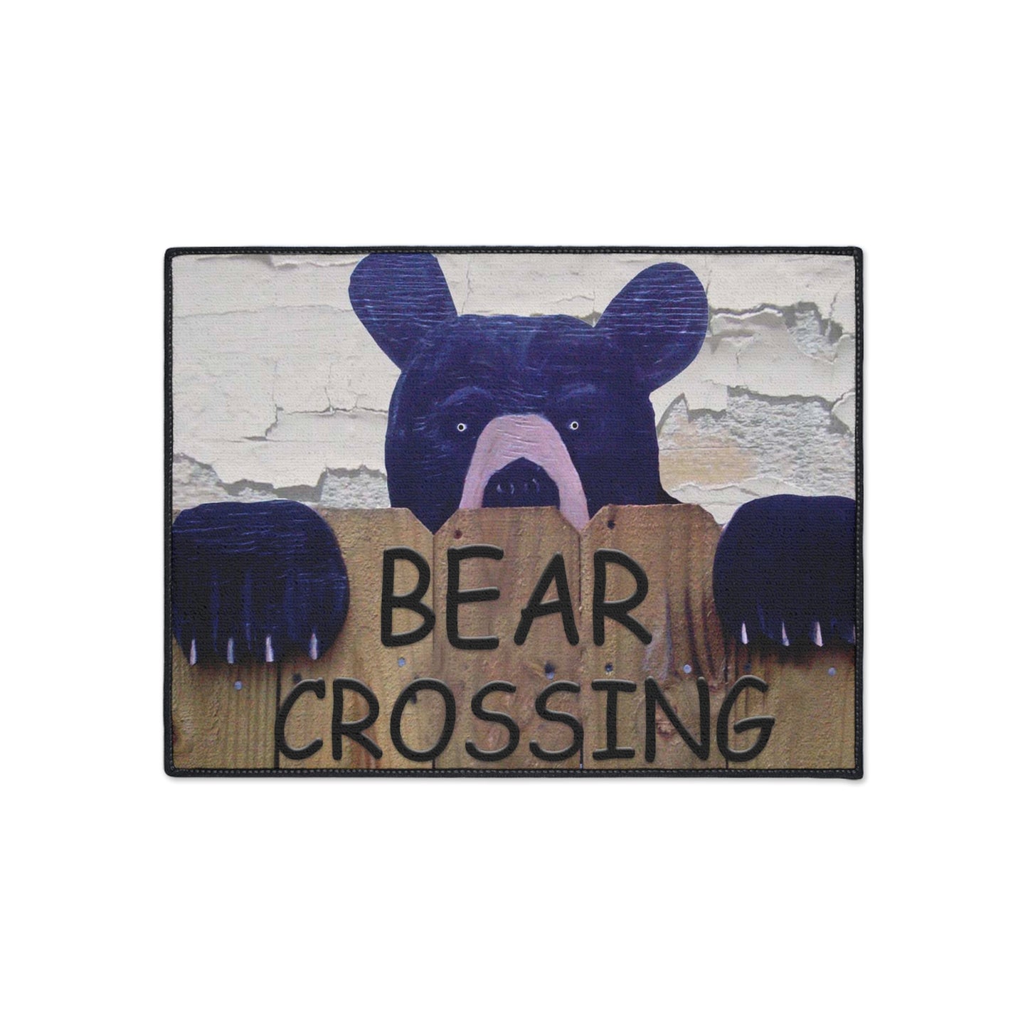 Bear crossing door floormat black bear Theme Non-Skid Backing. Available in 5 sizes with non-skid backing.