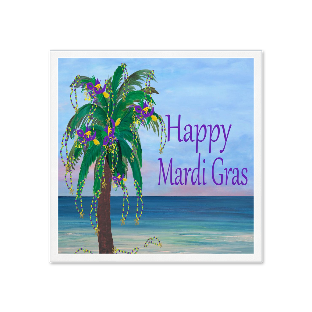 Mardi Gras Plam Tree Beach Party Paper Cocktail Or Luncheon Napkins.