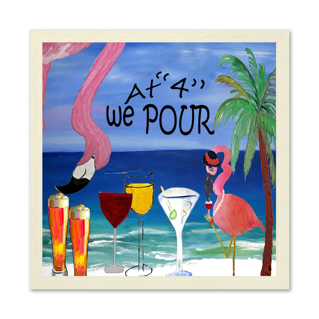 Flamingo bar At four we pour funny party Uncoined Napkins