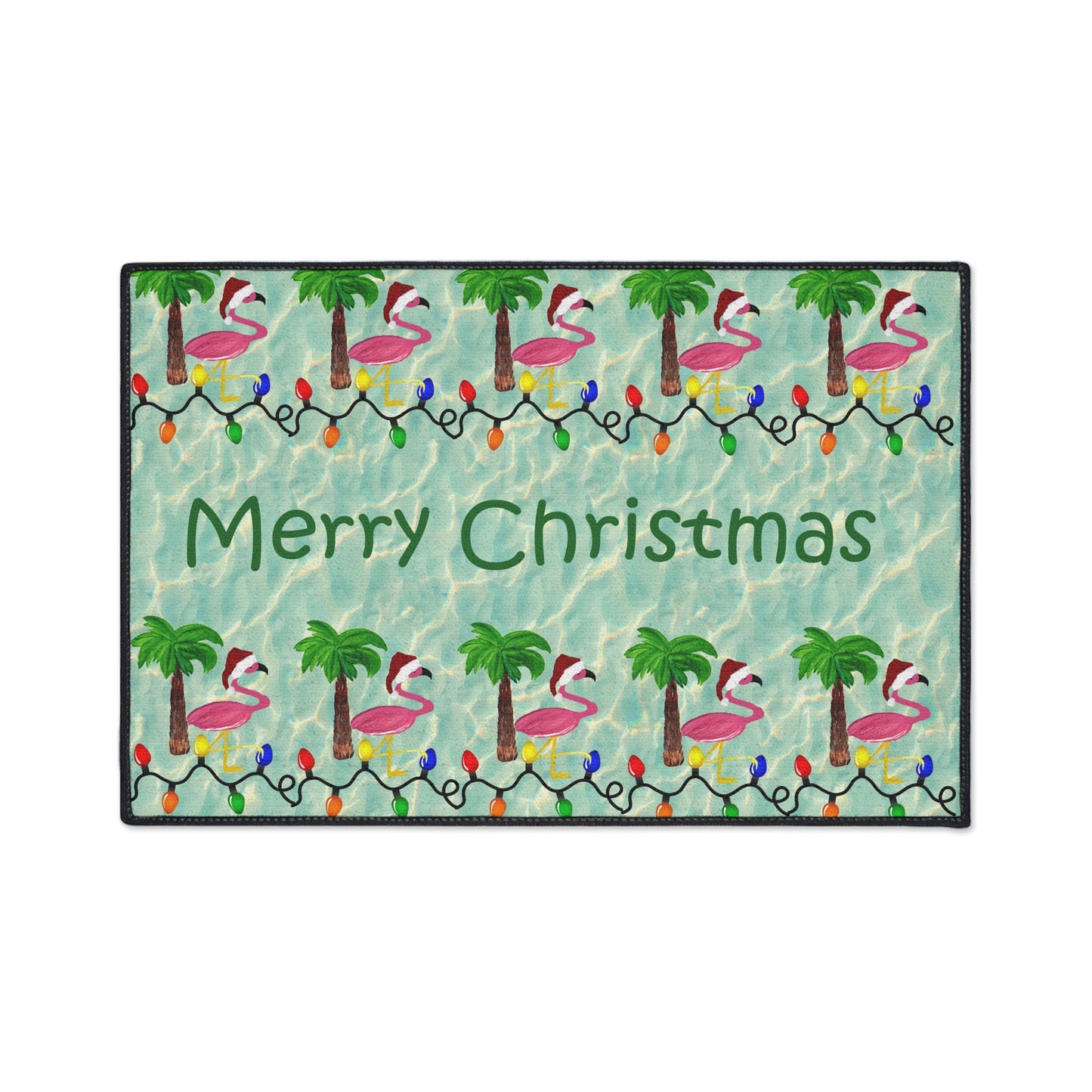 Christmas Flamingos Floor Mat